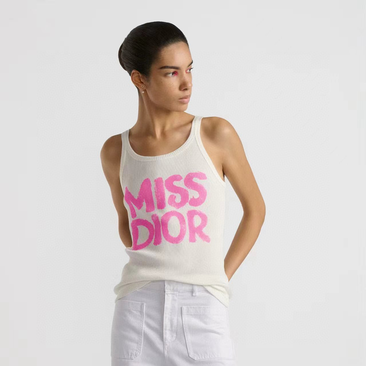 NIGO Dior Women's Summer Fashion Casual Crew Neck Pullover Sleeveless Tank Top with Hand-Painted Print and Letter Embellishments Vest #nigo78786