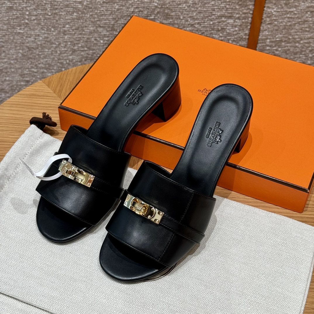 NIGO Hermes Women's Summer Fashion Casual Round Toe Chunky Heel Leather Gigi Kelly High Heel Sandals Shoes #nigo78798