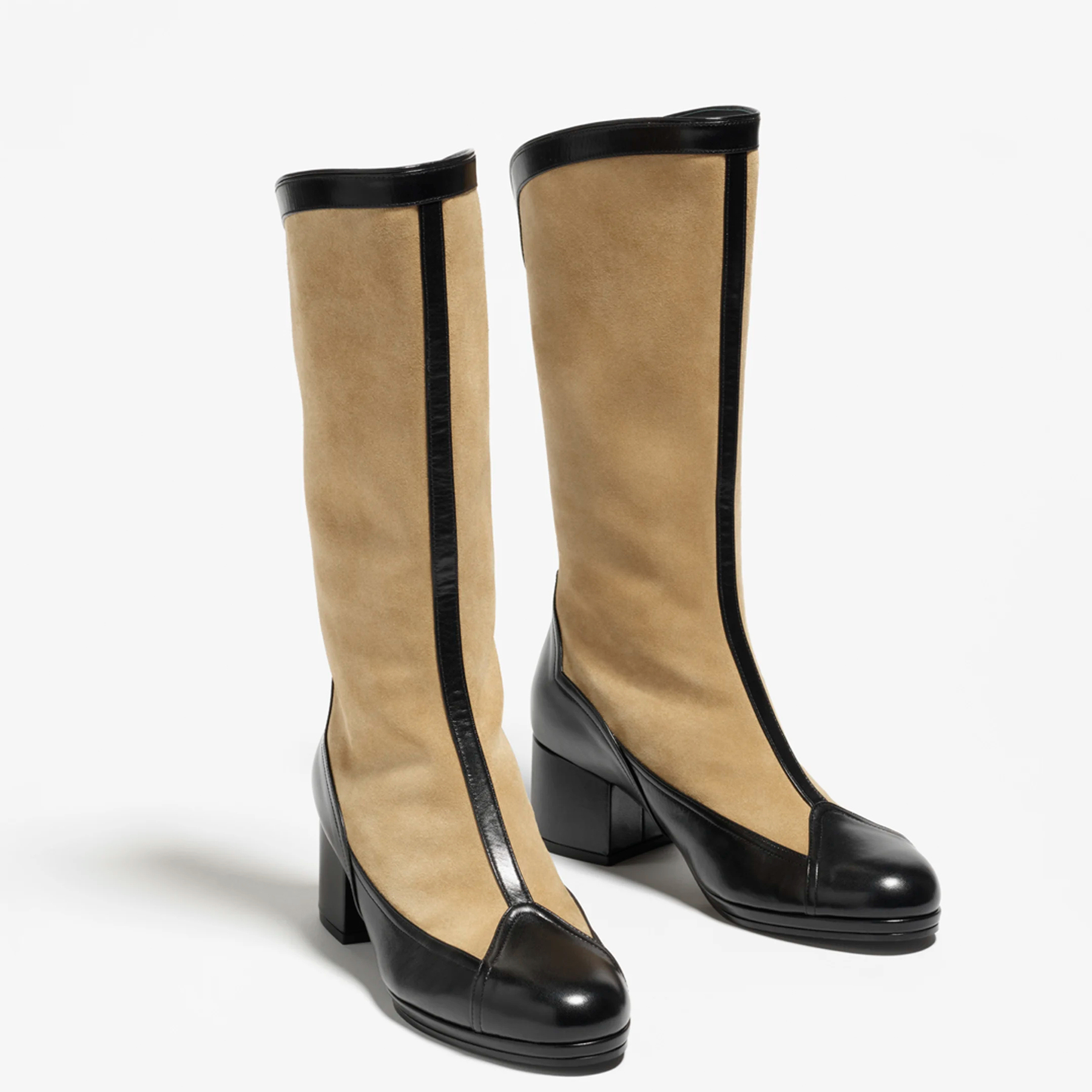 NIGO Chanel Women's Spring And Summer High Luxury Colorblocking Suede Short Boots Fashion Exquisite Black Temperament With Heels  Shoes Ngvp #nigo2476