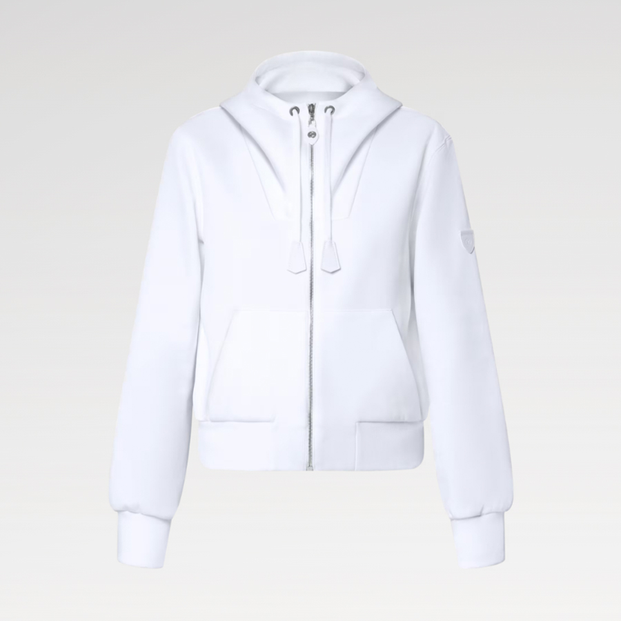 NIGO Louis Vuitton Women's Spring/Summer/Fall Leather-Detailed Zipper Cotton Long-Sleeve Hooded Sweatshirt Casual Solid-Color Drawstring Joggers Shorts Ngvp #nigo2383