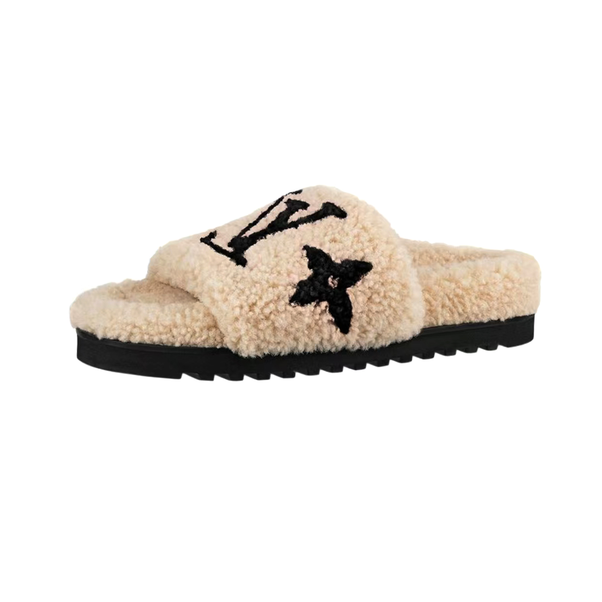 NIGO Louis Vuitton Women's Fall/Winter Fashion Casual Round Toe Open Toe Flat Thong Wool Slippers Shoes #nigo78811