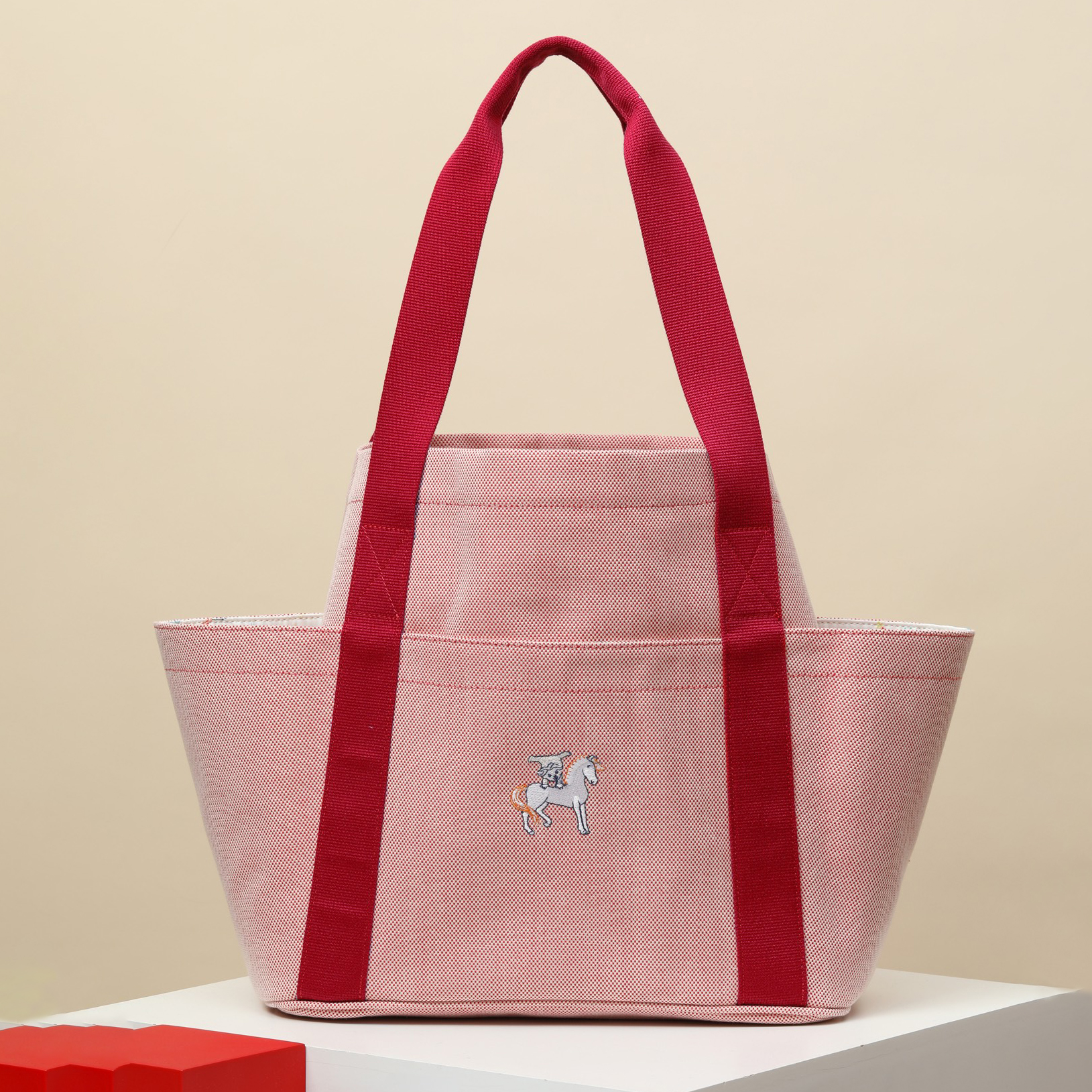 NIGO Hermes Unisex Fashion Casual Wool Linen Cotton Color Block Parenting Bag Shoulder Bag Tote Bag Bags #nigo78794