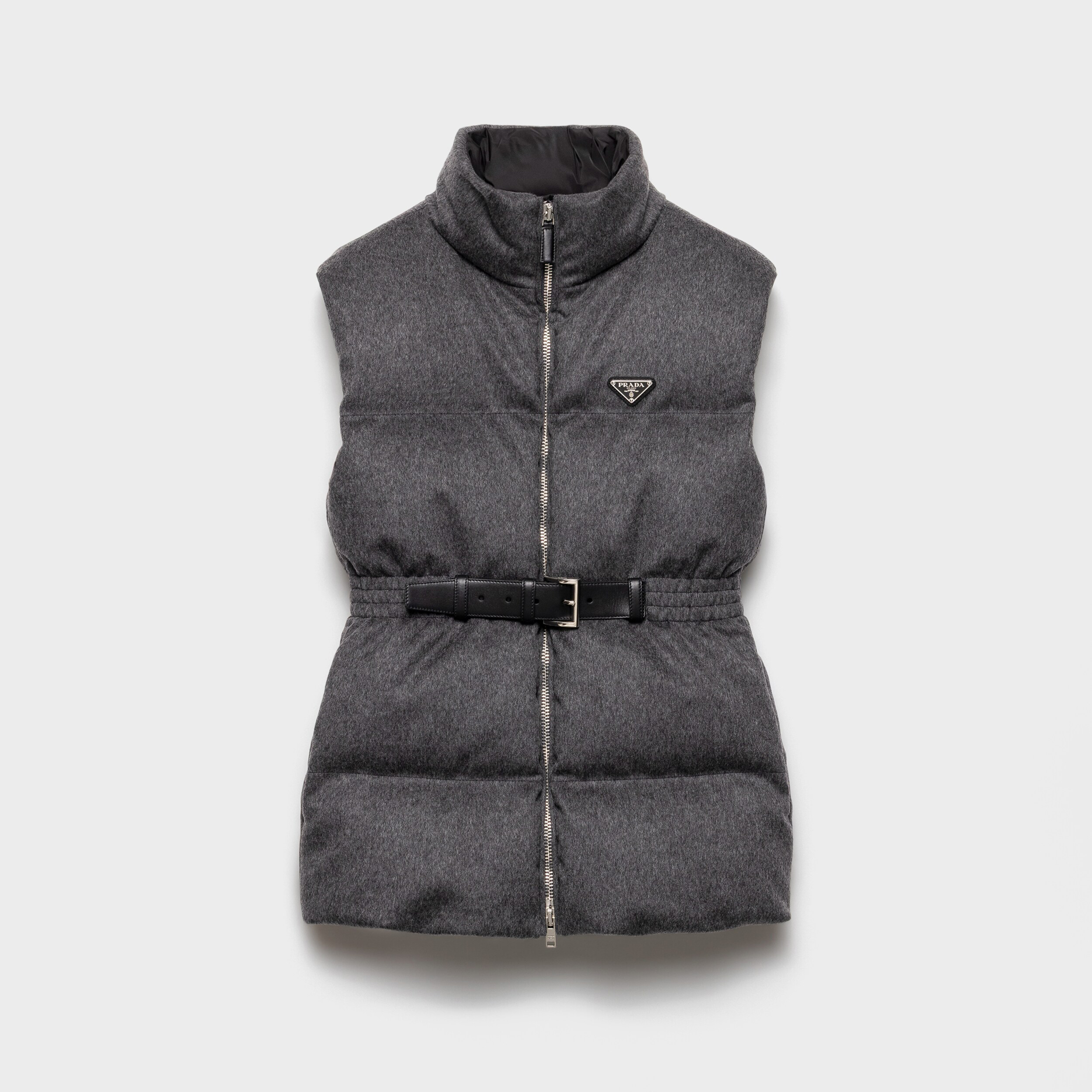 NIGO Prada Women's Winter Fashion Casual Stand Collar Zipper Waist Belt Wool Down Vest #nigo78821