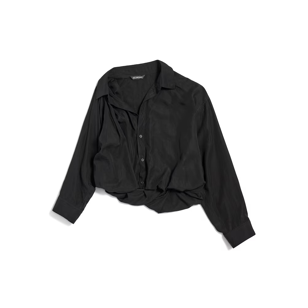 NIGO Balenciaga Women's Spring/Fall Fashion Casual Solid Color Lapel Front Button Long Sleeve One Shoulder Shirt #nigo78818