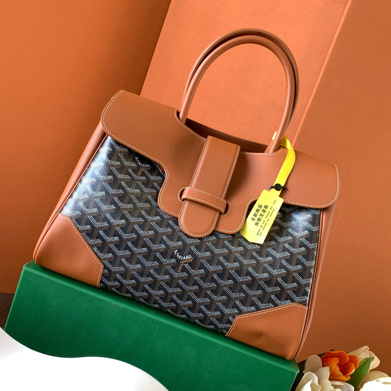 NIGO GOYARD Men's And Women's Fashion Classic Color Blocked Print Leather Tote Handbag Bag Bags SAIGOCMMLTY-01CL03P #nigo78819