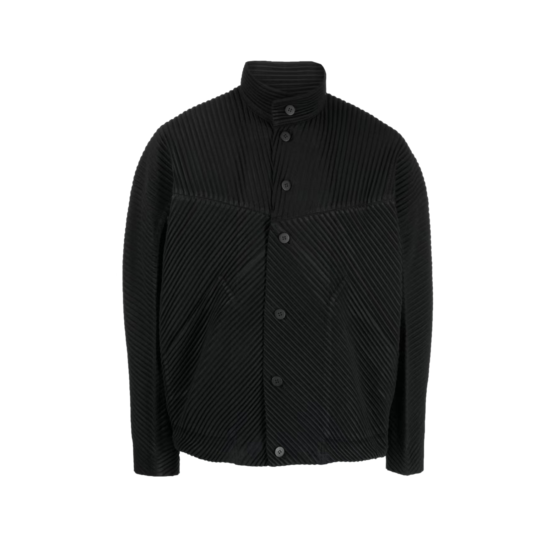 NIGO Issey Miyake Men's And Women's Spring/Fall Fashion Casual Solid Color Single Button Long Sleeve Striped Stand Up Collar Pleated Jacket #nigo78833