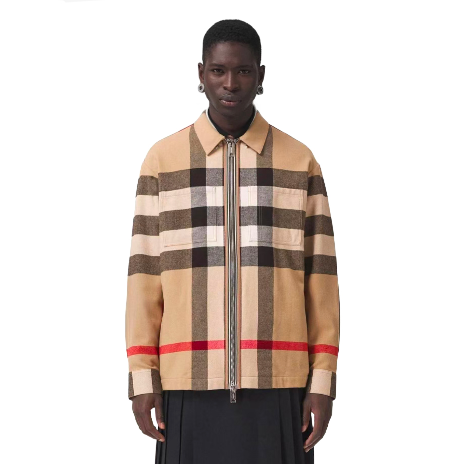 NIGO Burberry Men's and Women's Fashion Casual Collared Zipper Striped Pattern Shirt Jacket #nigo78834
