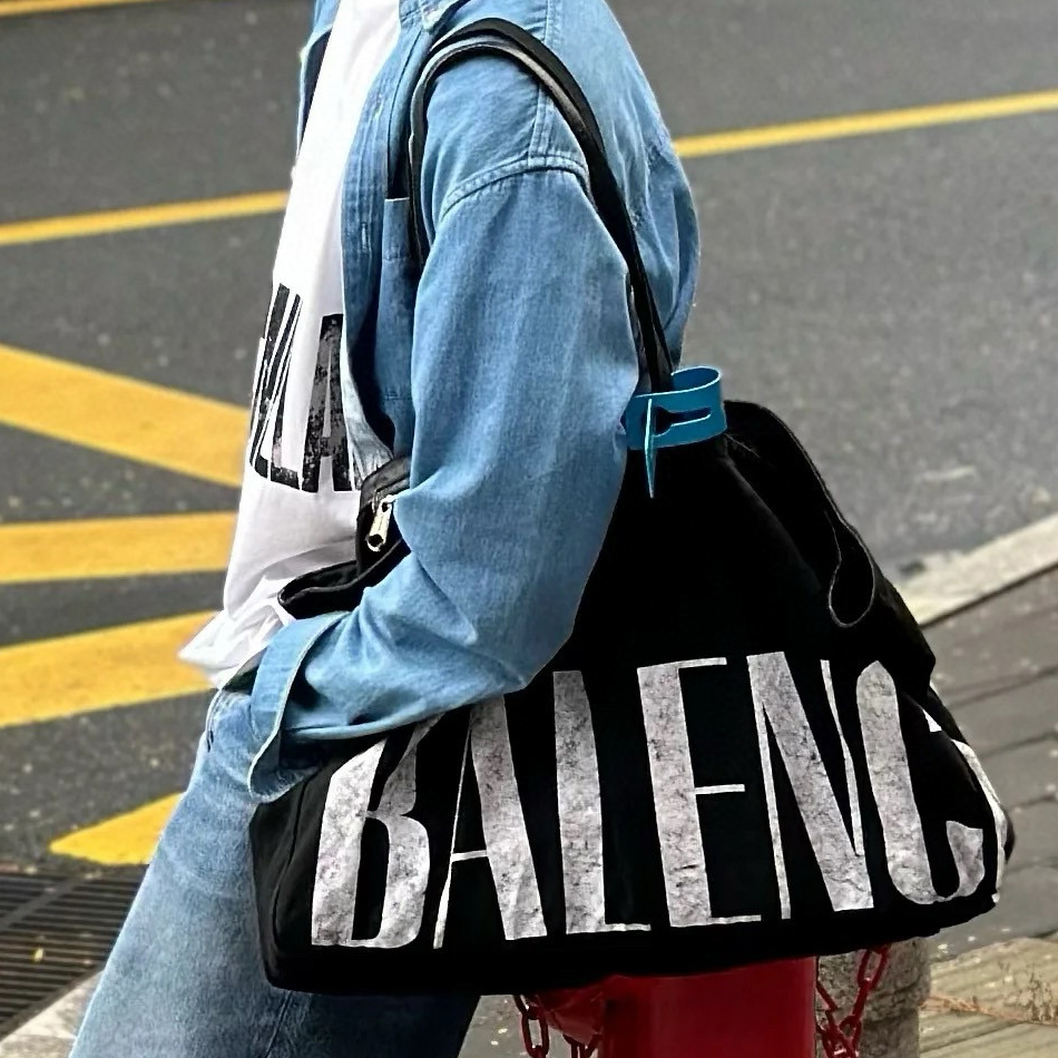NIGO Balenciaga Men's & Women's Fashion Casual Solid Color Letter Print Decorative Shoulder Strap Patchwork Genuine Leather Tote Bag Handbag Shoulder Bag Bags #nigo78852