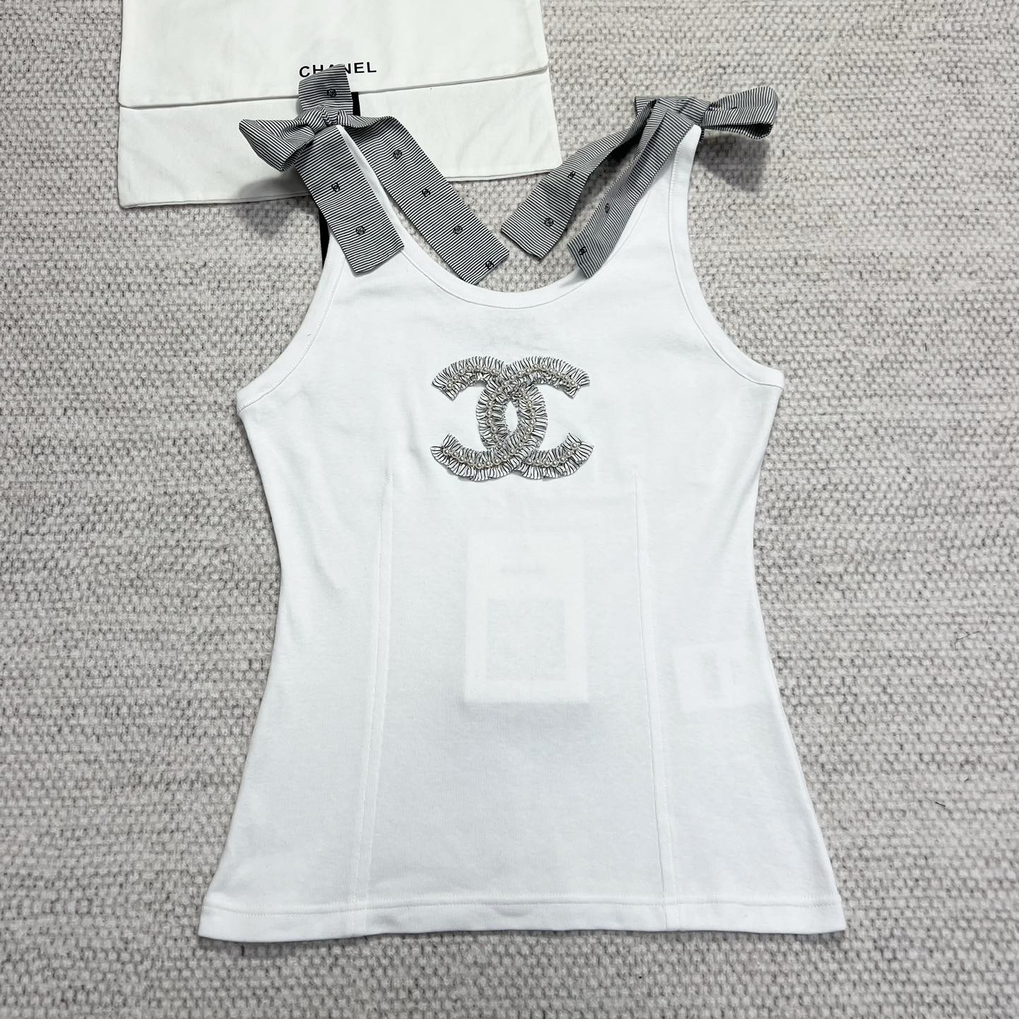 NIGO Chanel Women's Summer Fashion Casual Crew Neck Pullover Top with Adjustable Straps in Pure Cotton Fabric Vest #nigo78844