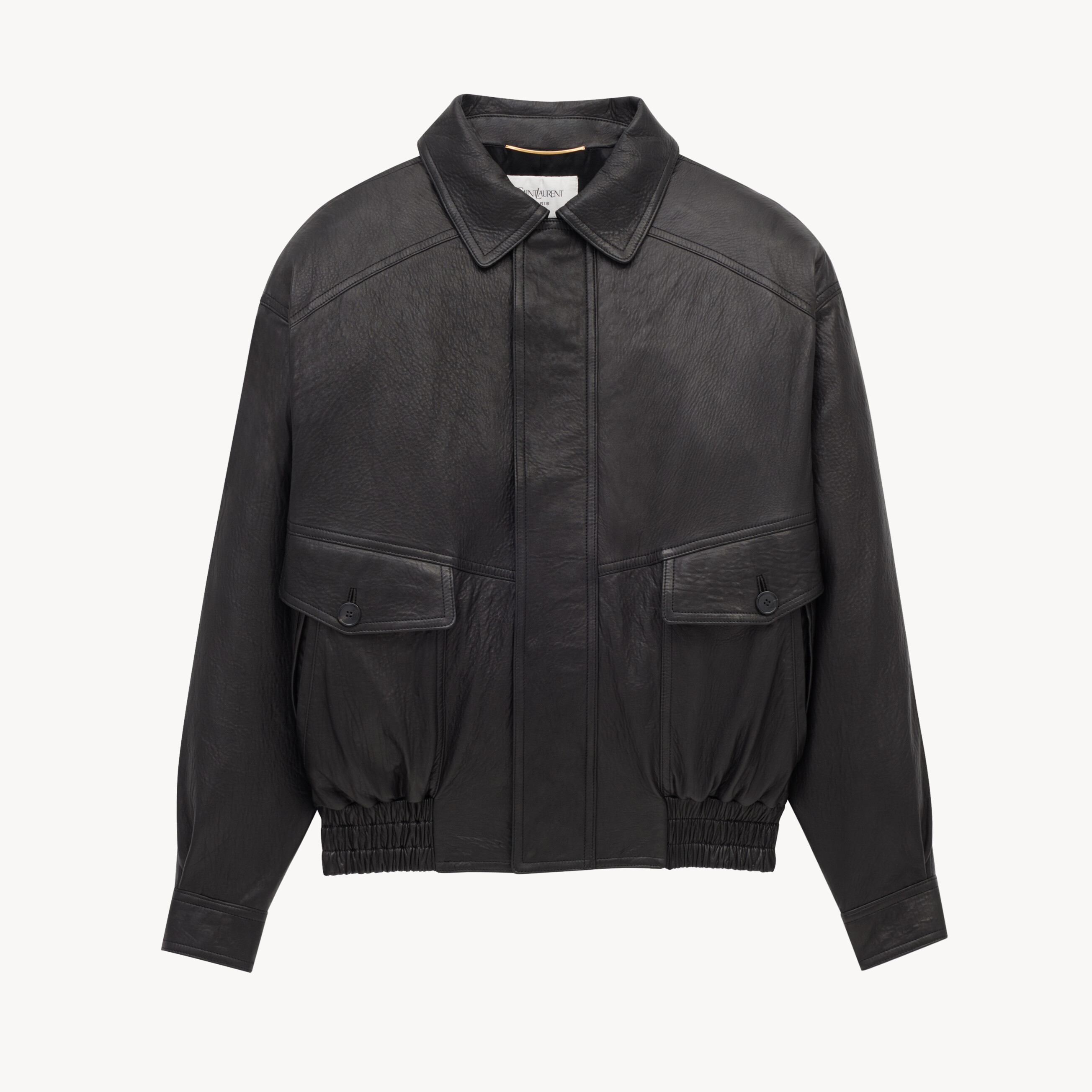 NIGO SAINT LAURENT  Men's & Women's Fall/Winter Fashion Classic Solid-Color Leather Lapel Zipper Button Leather Flight Jacket Leather Jacket #nigo78841