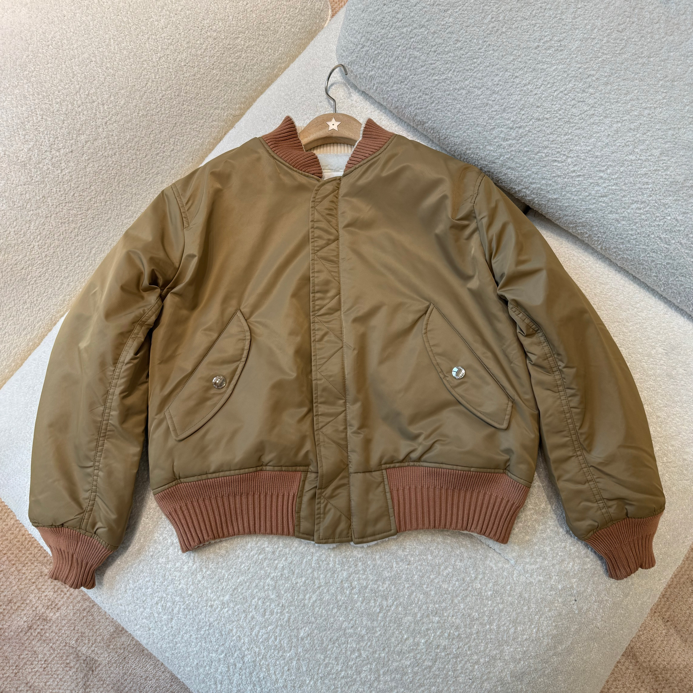 NIGO Burberry Men's Winter Fashion Casual Baseball Collar Zipper Shearling Reversible Jacket #nigo78835