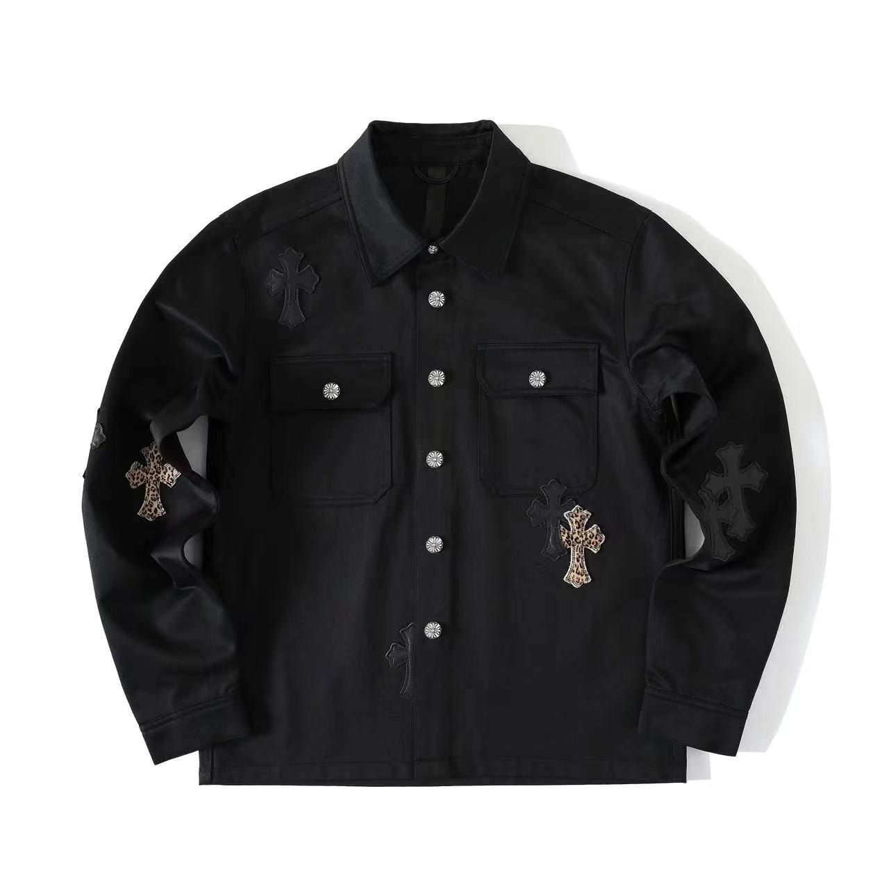 NIGO Chrome Hearts Men's Spring/Fall Fashion Casual Collared Single-Breasted Solid-Color Shirt Jacket with Loose-Fit Waist-Tie Workwear Pants Suit Set #nigo78853