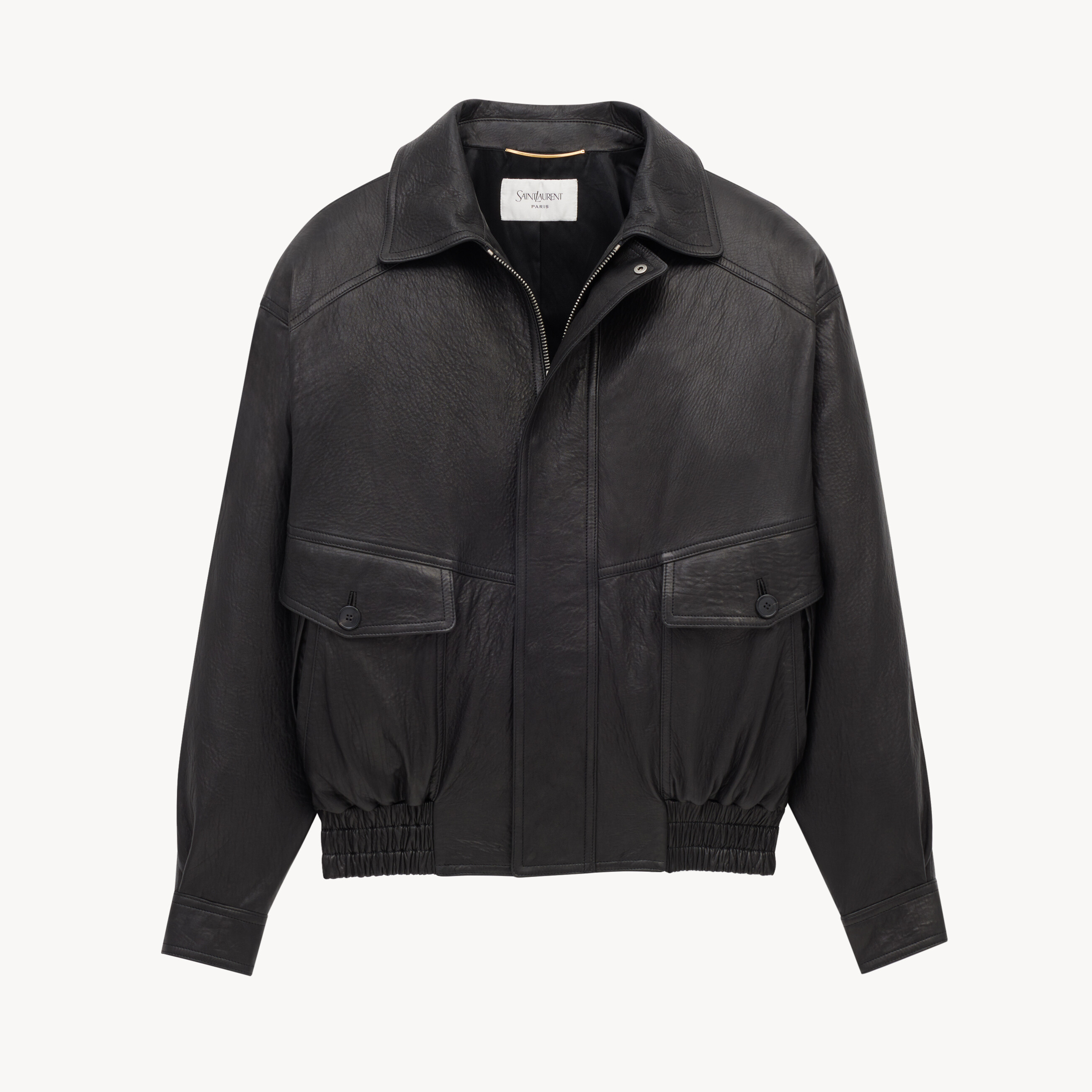 NIGO SAINT LAURENT  Men's & Women's Fall/Winter Fashion Classic Solid-Color Leather Lapel Zipper Button Leather Flight Jacket Leather Jacket #nigo78841