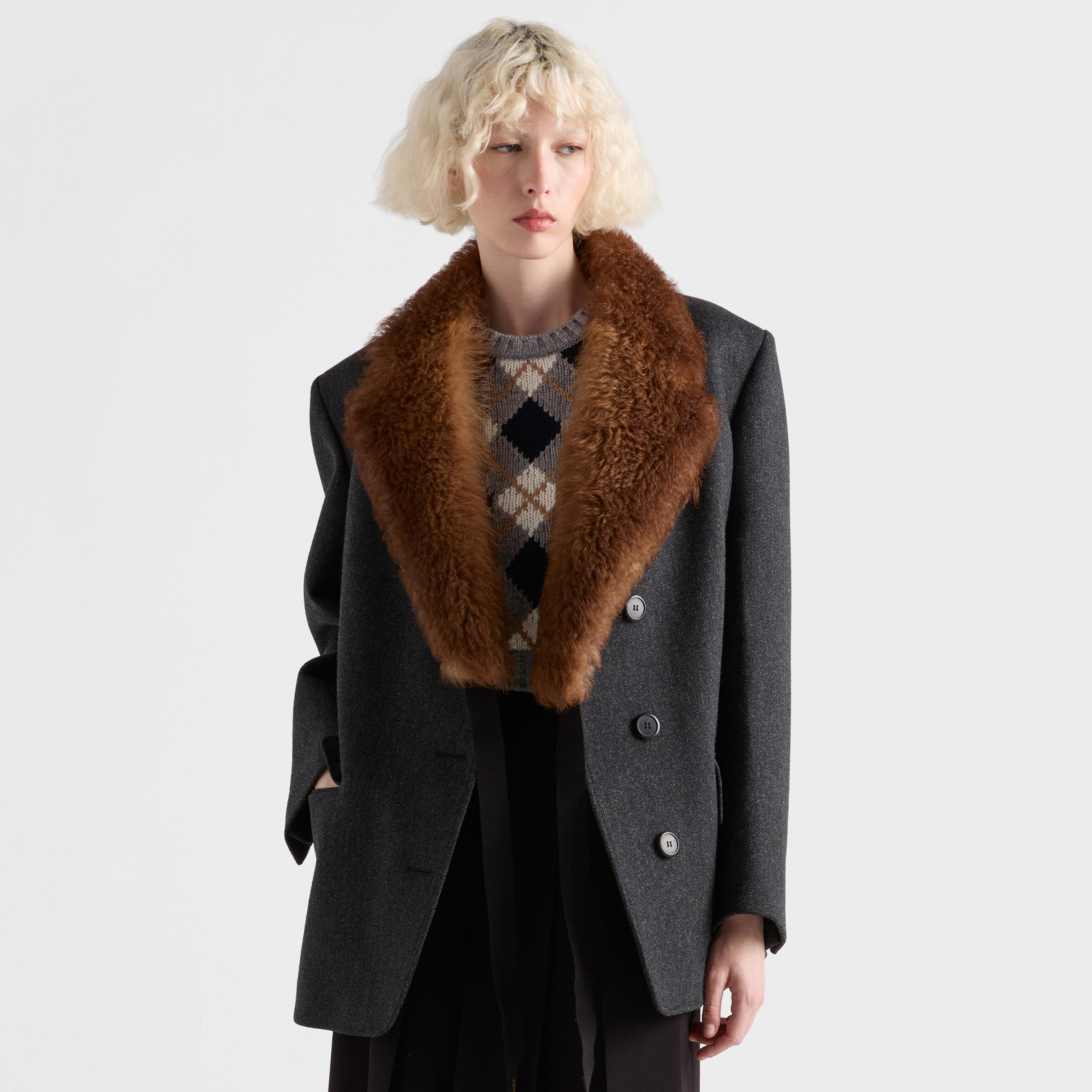 NIGO Prada Women's Spring/Fall Casual Fashion Round Neck Diamond Pattern Cashmere Knit Sweater Letter Embroidered Short Sleeve Pullover T-Shirt #nigo78837