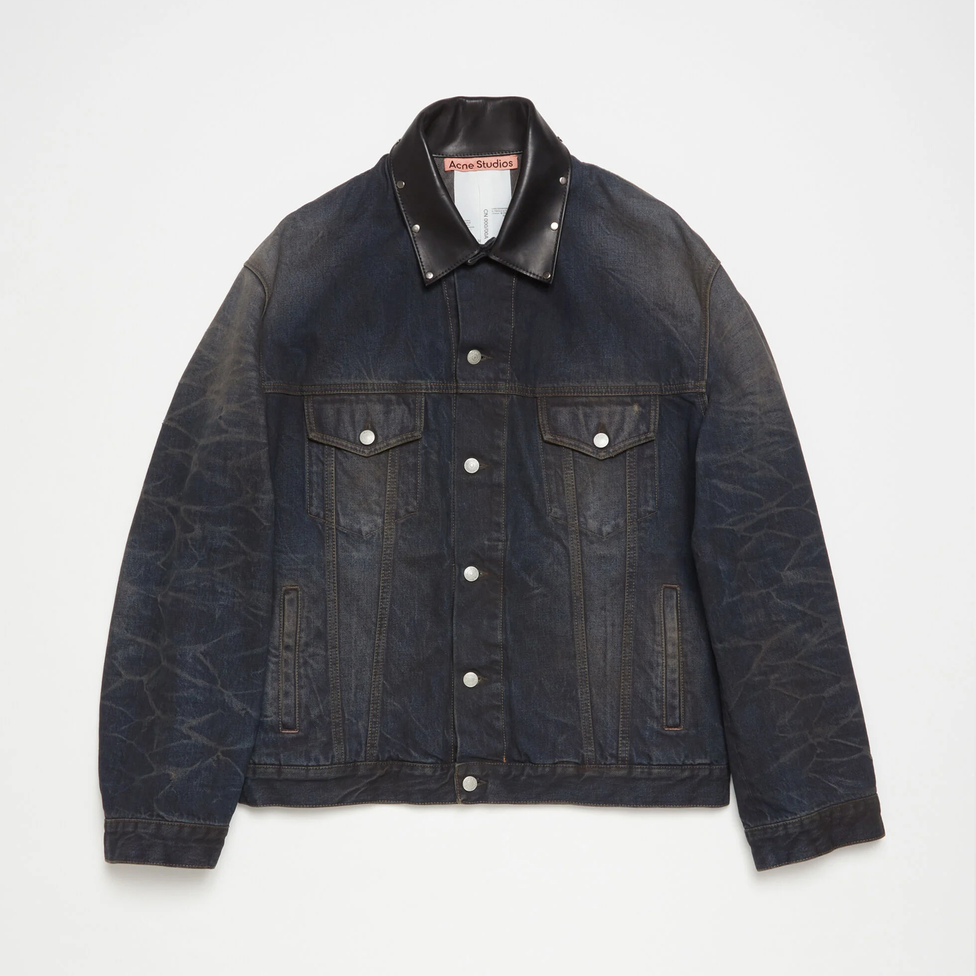 NIGO Acne Studios Men's & Women's Spring/Fall Vintage Faded Collar Embroidered Loose-Fit Solid-Color Cotton Single-Breasted Denim Jacket Ngvp #nigo2388