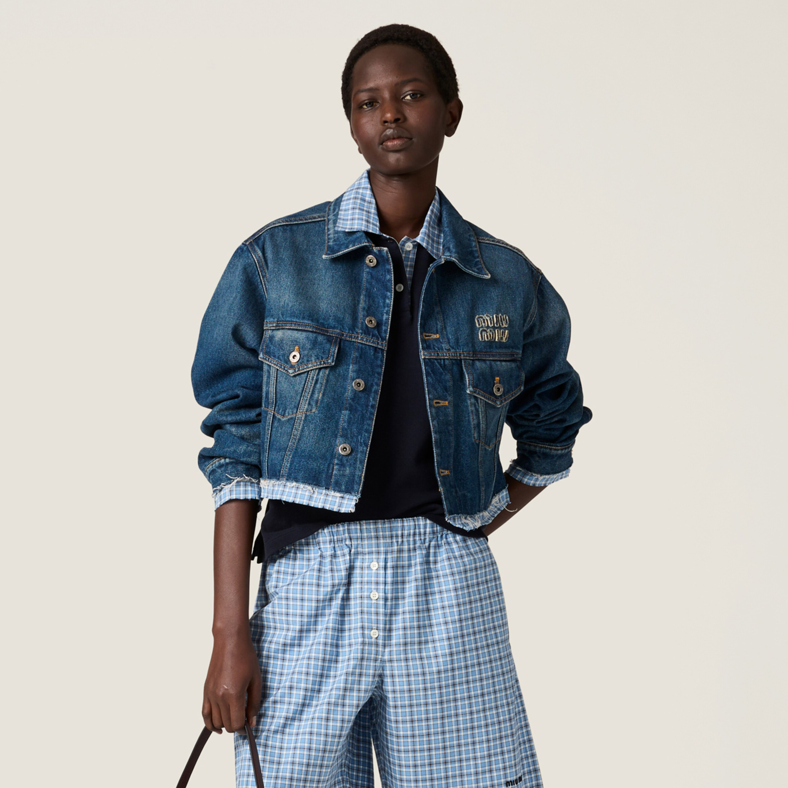 NIGO MiuMiu Women's Spring/Fall Fashion Casual Lapel Single-Breasted Patchwork Denim Jacket #nigo78836