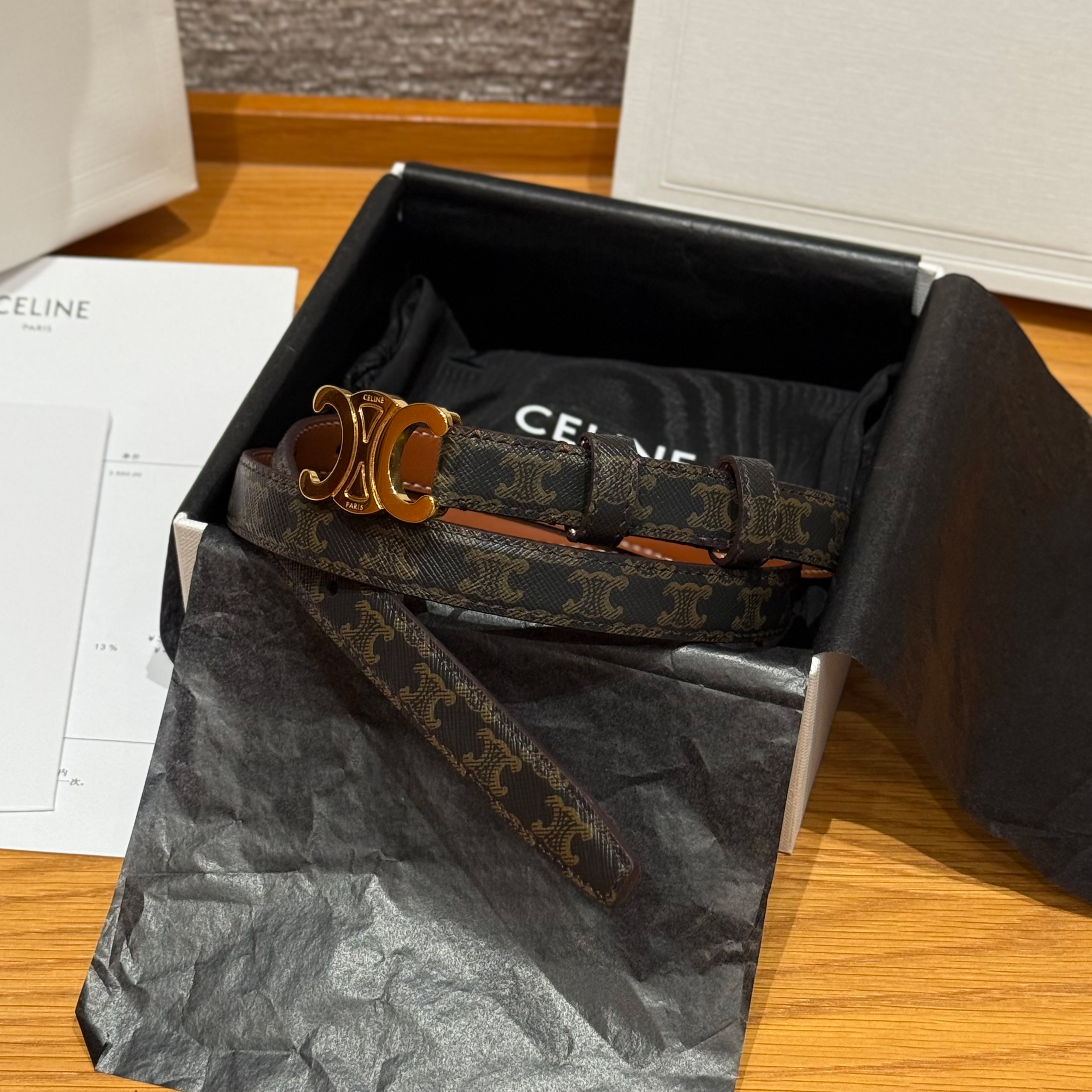 NIGO Celine TRIOMPHE Women's Fashion Classic Printed Pattern Leather Belts in 1.8cm And 2.5cm Widths Belt Accessories #nigo78864