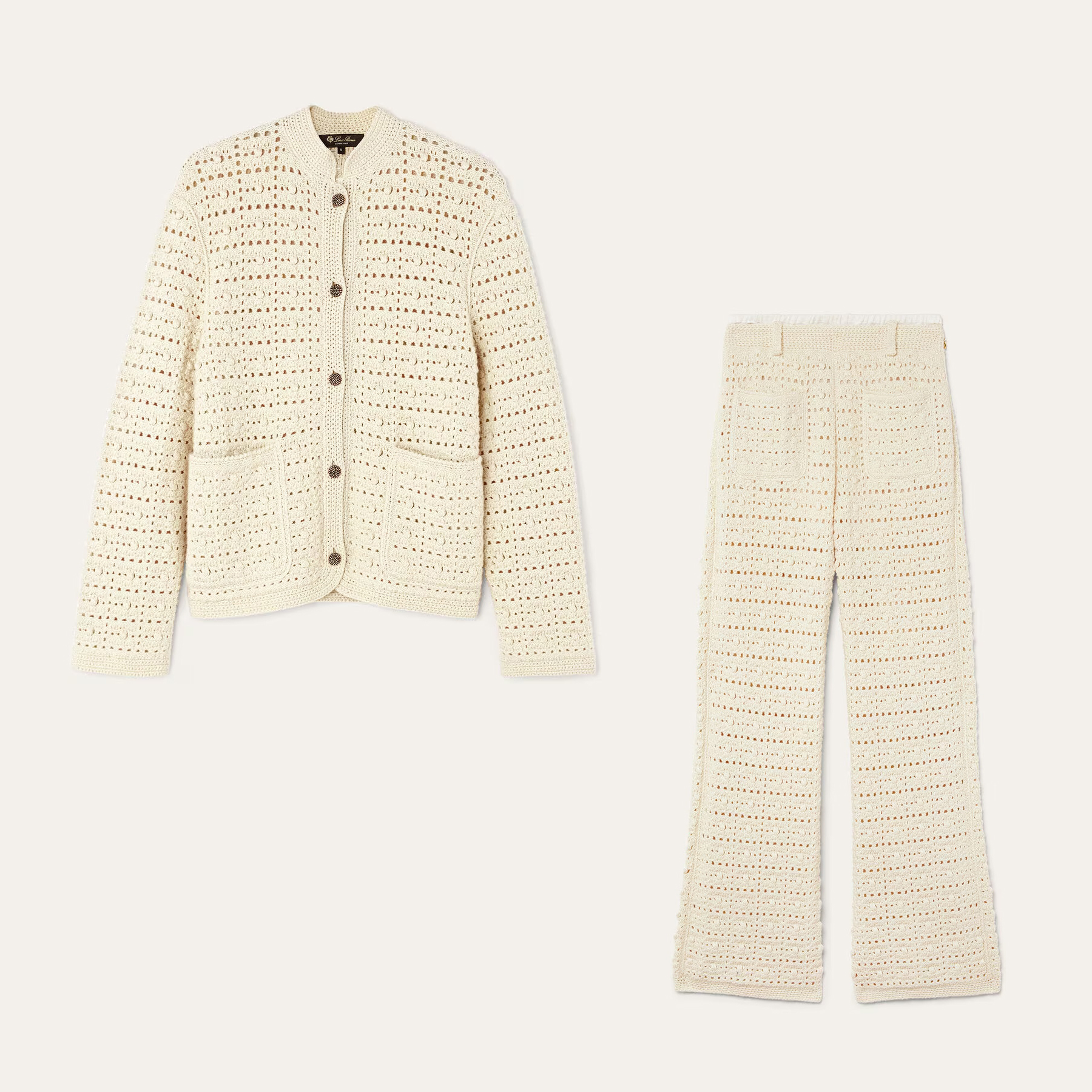 NIGO Loro Piana Women's Spring/Fall Fashion Casual Crew Neck Single Button Knit Pocket Jacket Plaid Knit Straight Leg Casual Pants Suit Set #nigo78869