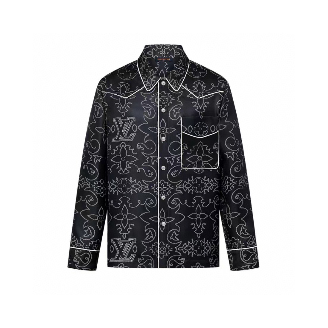 NIGO Louis Vuitton Men's And Women's Spring  Summer Autumn And Winter Fashion Casual V-Neck Single-Button Printed Silk Pajamas Long Sleeve Shirt