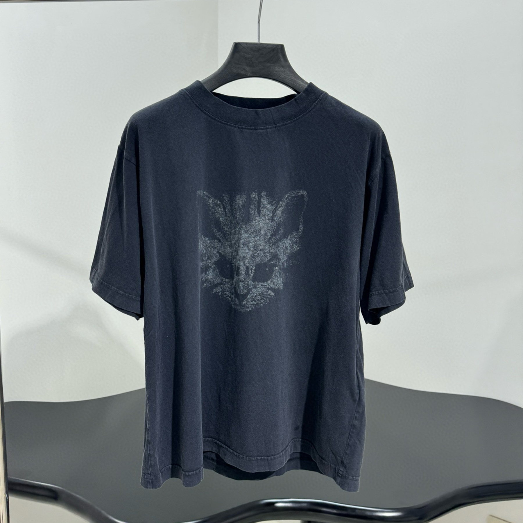 NIGO Balenciaga Men's Women's  Winter New Kittycat Medium Fit T-shirt Spring Summer Fashion Black And White Printed Round Neck Short Sleeve Casual T-shirt Ngvp #nigo2487