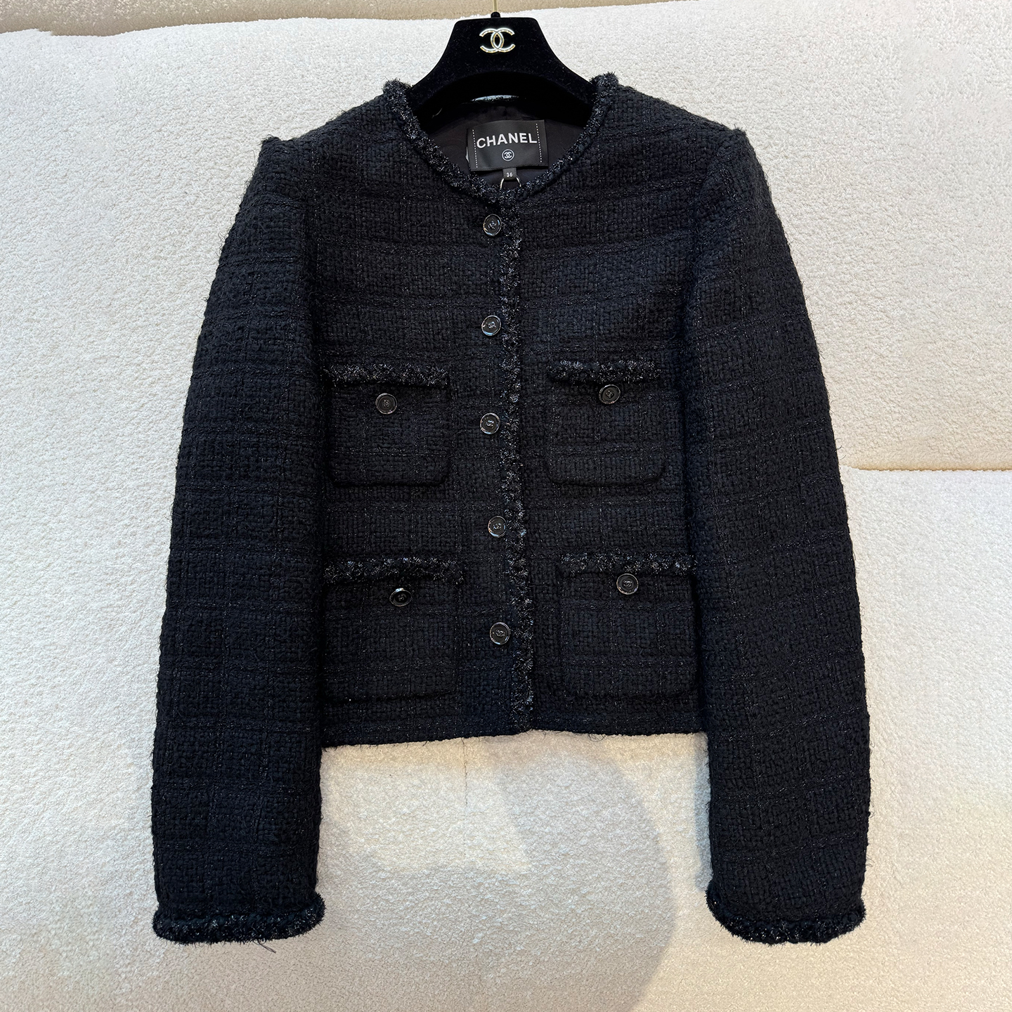 NIGO Chanel Women's Fall/Winter Vintage Cotton Long-Sleeve Single-Breasted Solid Color Multi-Pocket Tweed Jacket #nigo81571