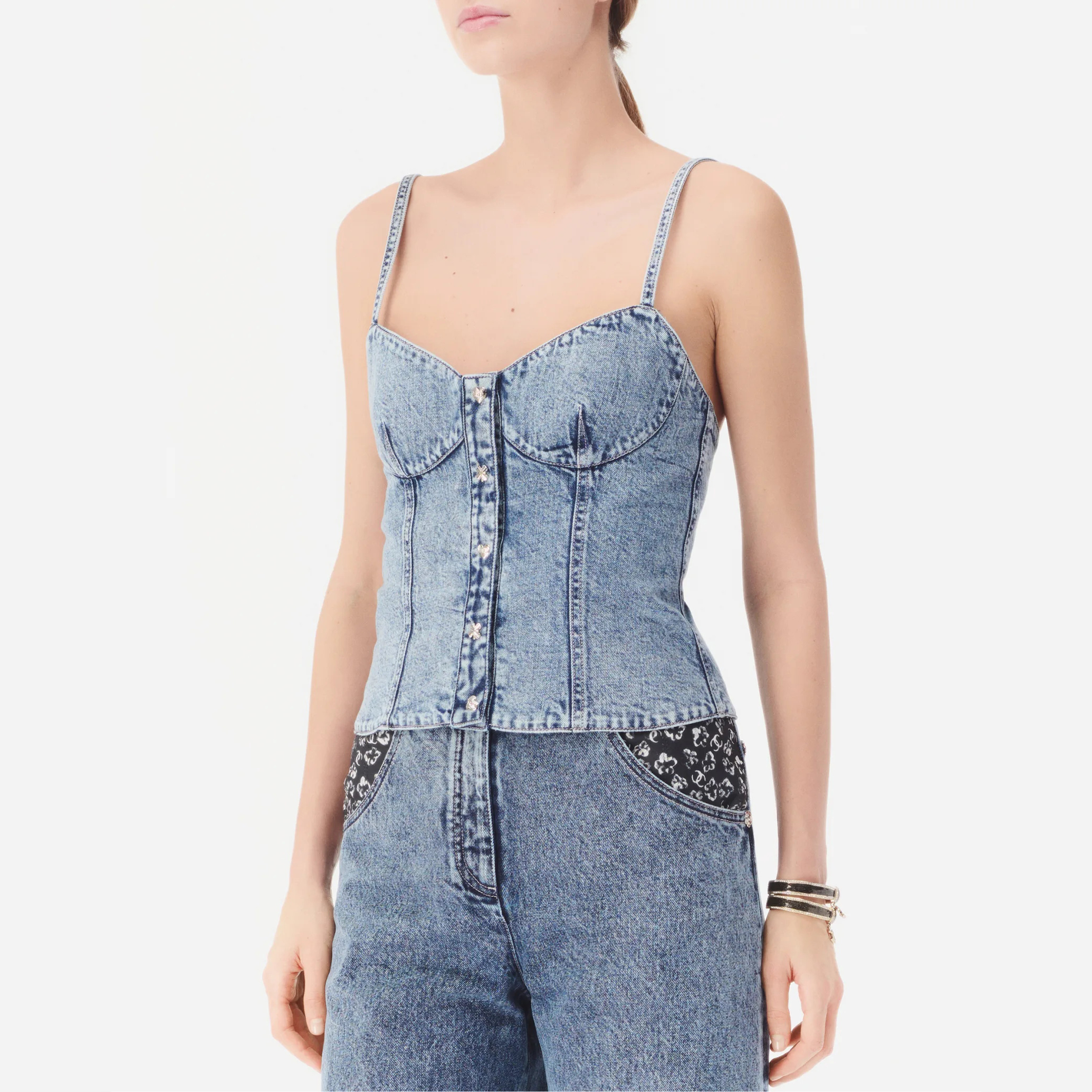 NIGO Chanel Women's Spring/Summer Casual Fashion Camellia Halter Denim Vest #nigo78685