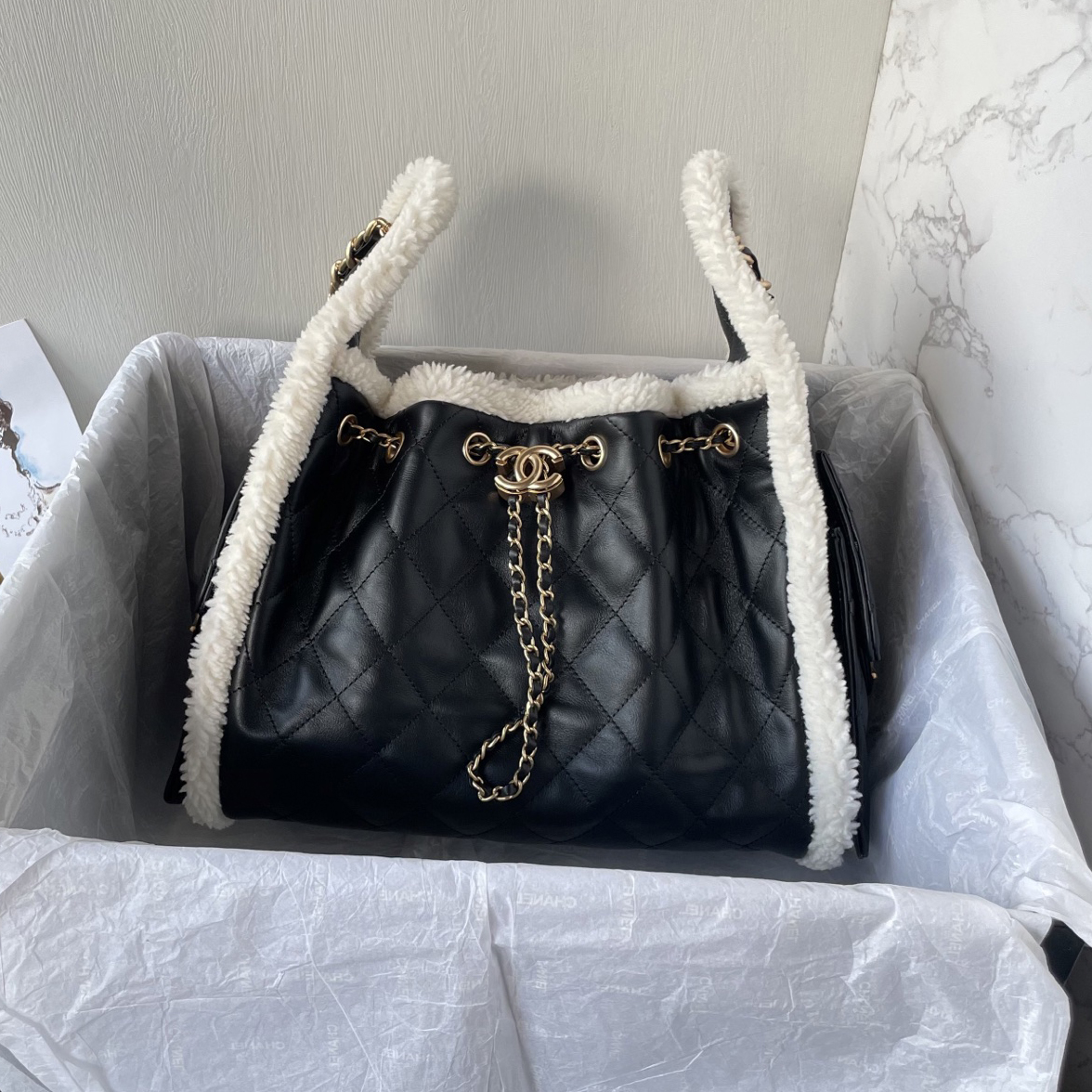 NIGO Chanel Women's Classic Winter Collection Leather Logo Drawstring Chain Handbag Shoulder Bag Bags AS5293-B22309-U4139 #nigo78882