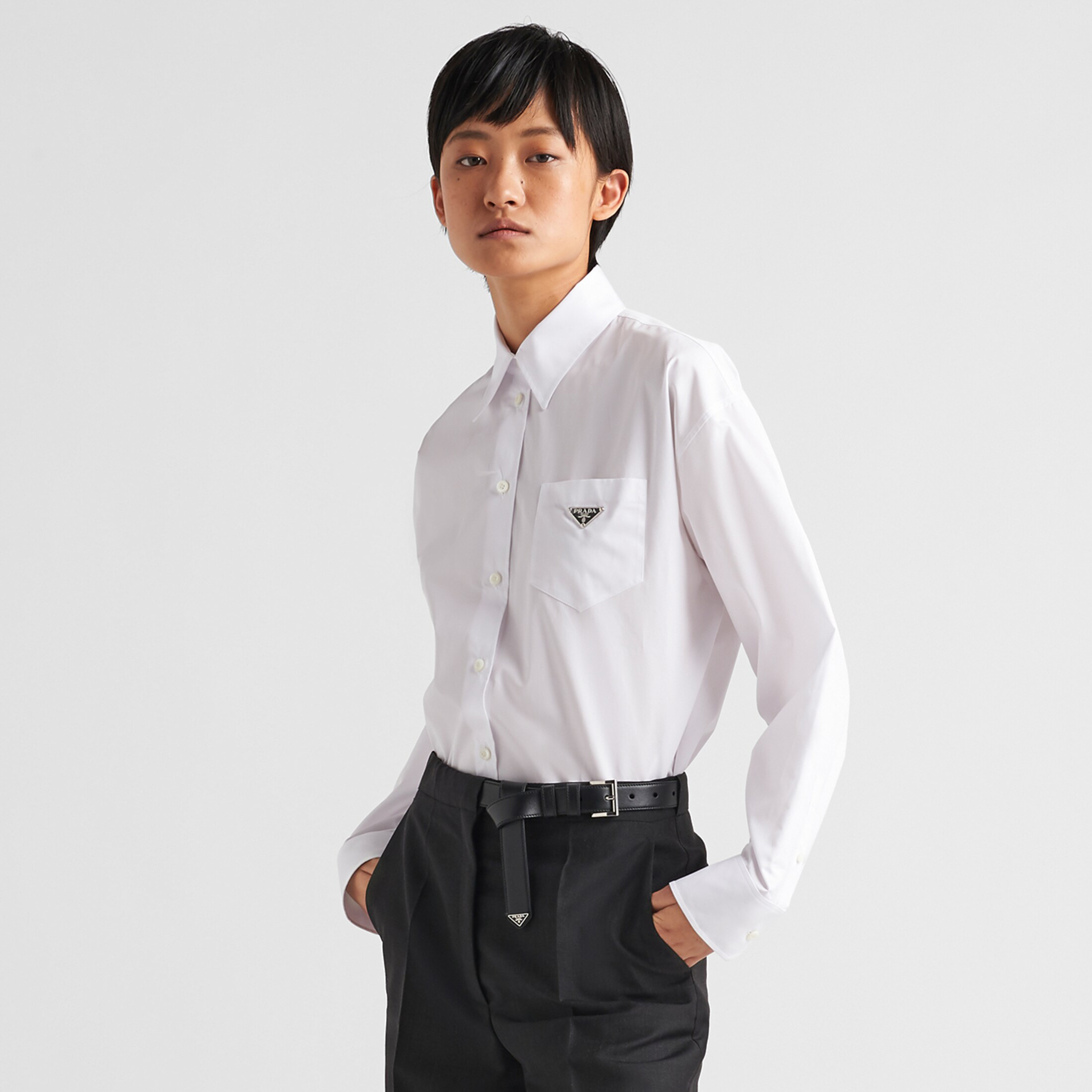 NIGO Prada Men's And Women's Spring/Fall Fashion Casual Solid Color Cotton Collared Single Button Long Sleeve Shirt #nigo78891