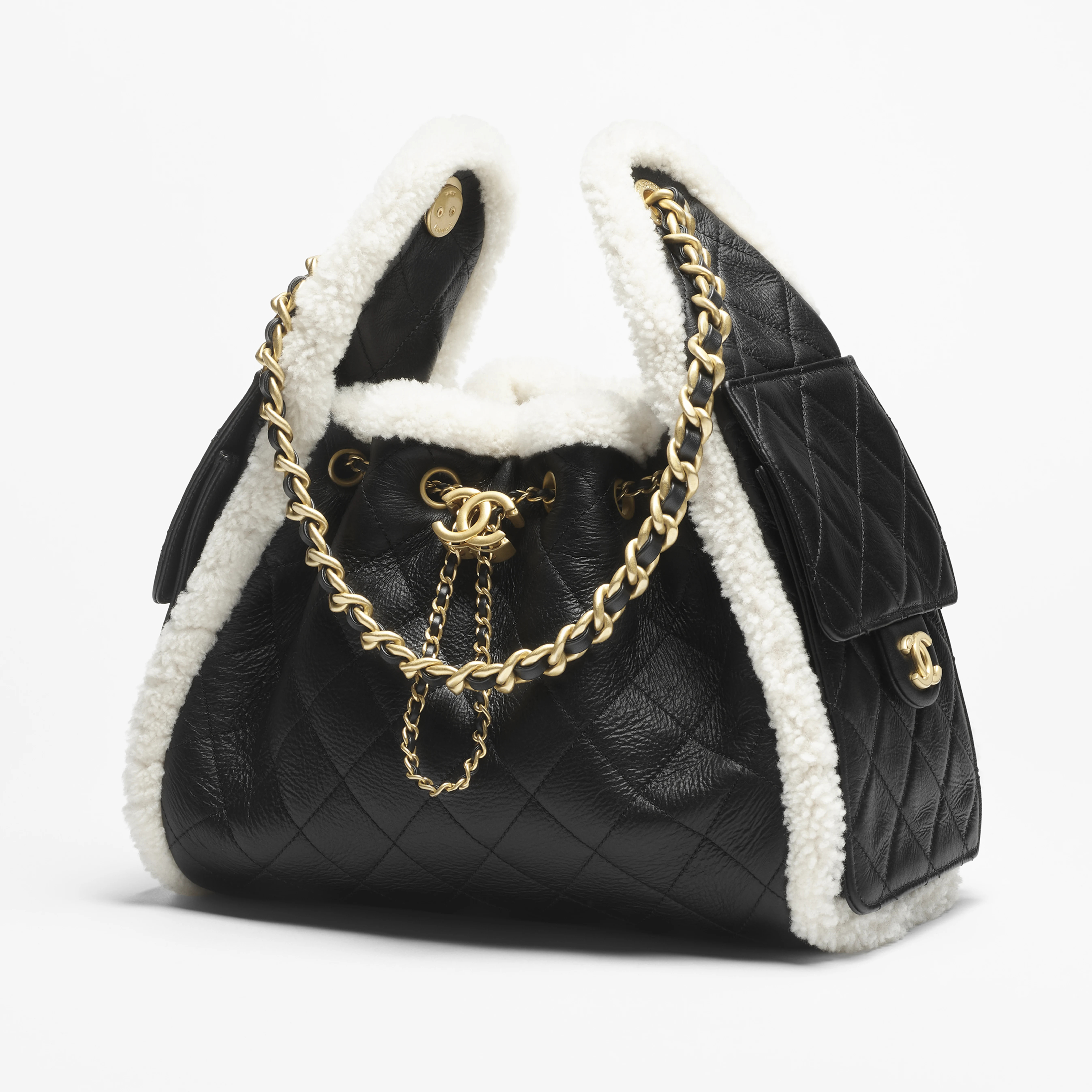 NIGO Chanel Women's Classic Winter Collection Leather Logo Drawstring Chain Handbag Shoulder Bag Bags AS5293-B22309-U4139 #nigo78882