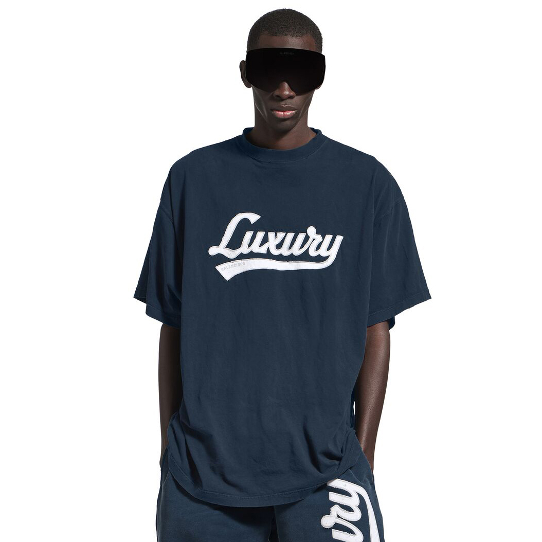 NIGO Balenciaga ﻿﻿LUXURY SCRIPT Men's And Women's Summer Fashion Casual Solid Color Crew Neck Letter Patch Plain Knit Fabric Short Sleeve T-Shirt #nigo78876