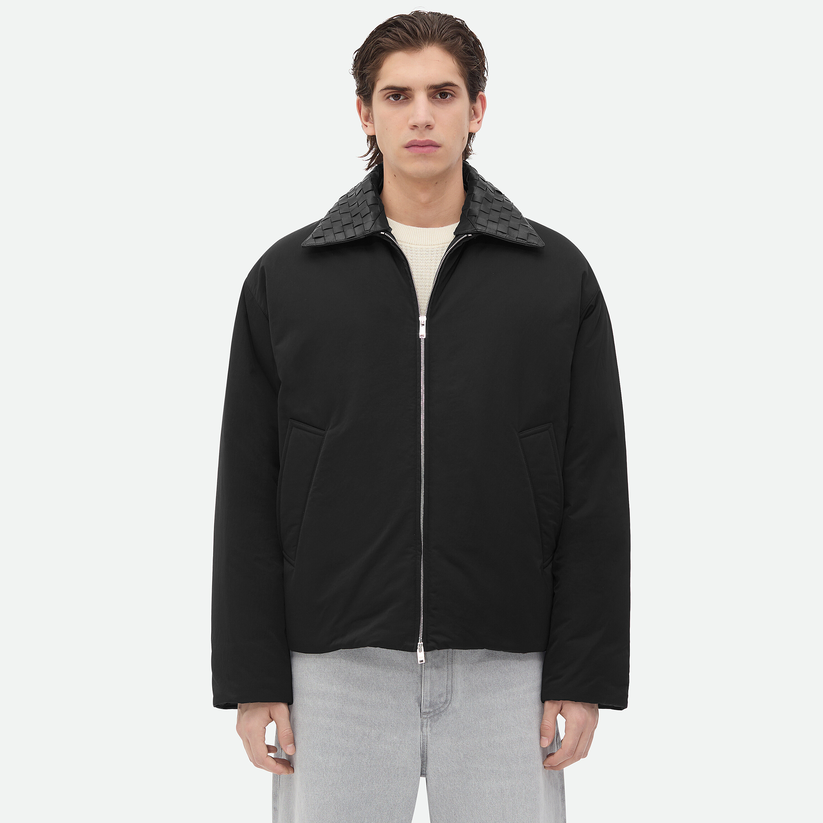 NIGO Bottega Veneta Men's Winter Solid Color Lapel Zipper Cotton Twill Long Sleeve Fitted Puffer Down Jacket Ngvp #nigo9766