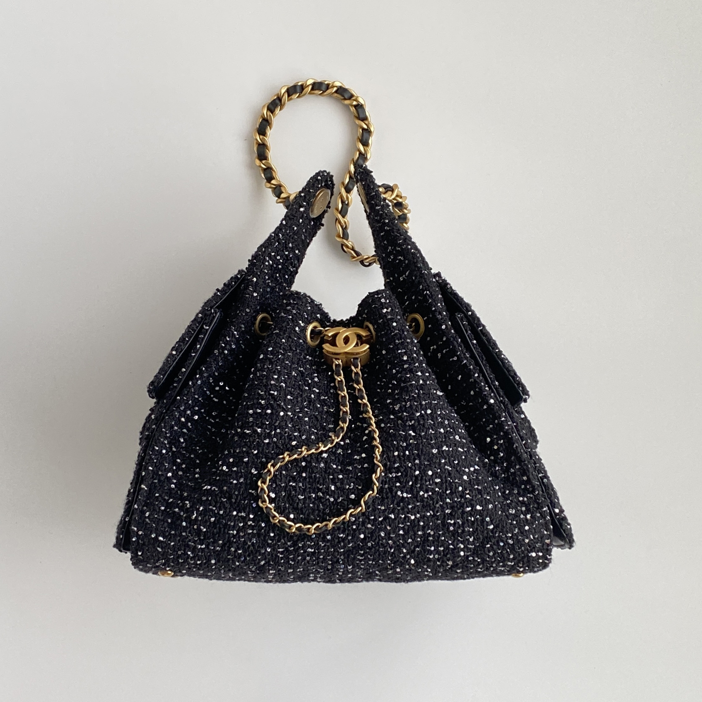 NIGO Chanel Women's Classic Double C Logo Solid Color Link Strap Tweed Shoulder Bag Handbag Bags #nigo77735