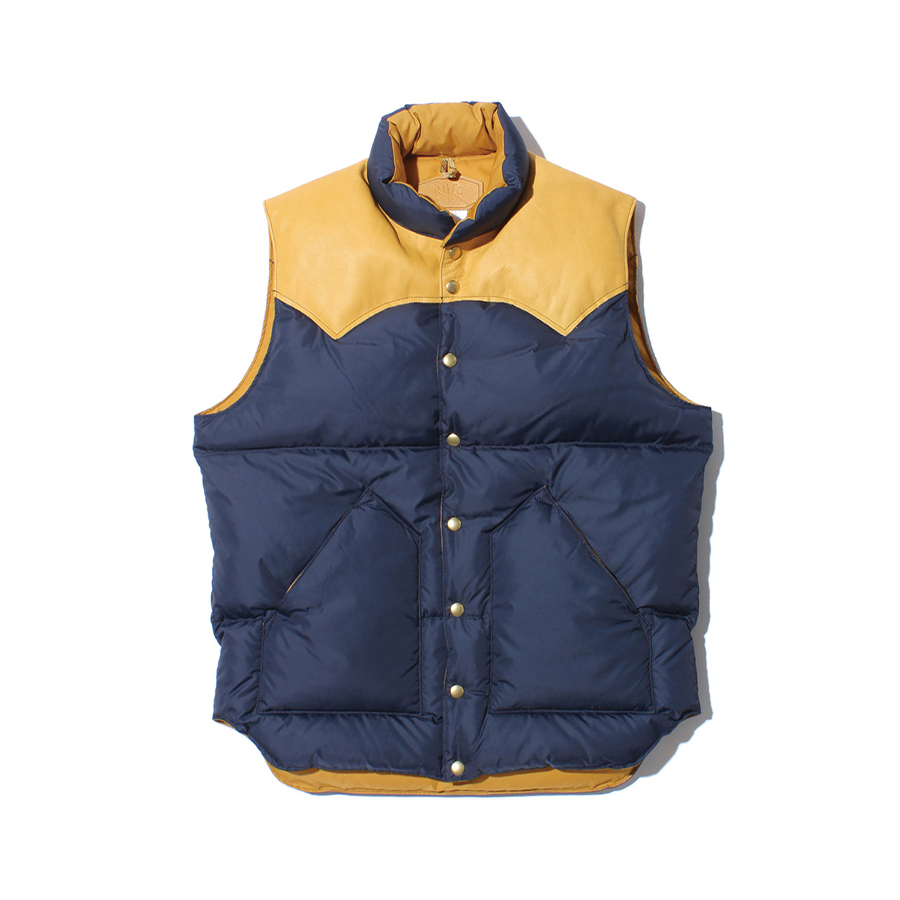 NIGO Rocky Mountain Featherbed Men's Fall/Winter Patchwork Leather Stand-Up Collar Single-Button Vest Solid Color Sleeveless Down Vest Ngvp #nigo2513