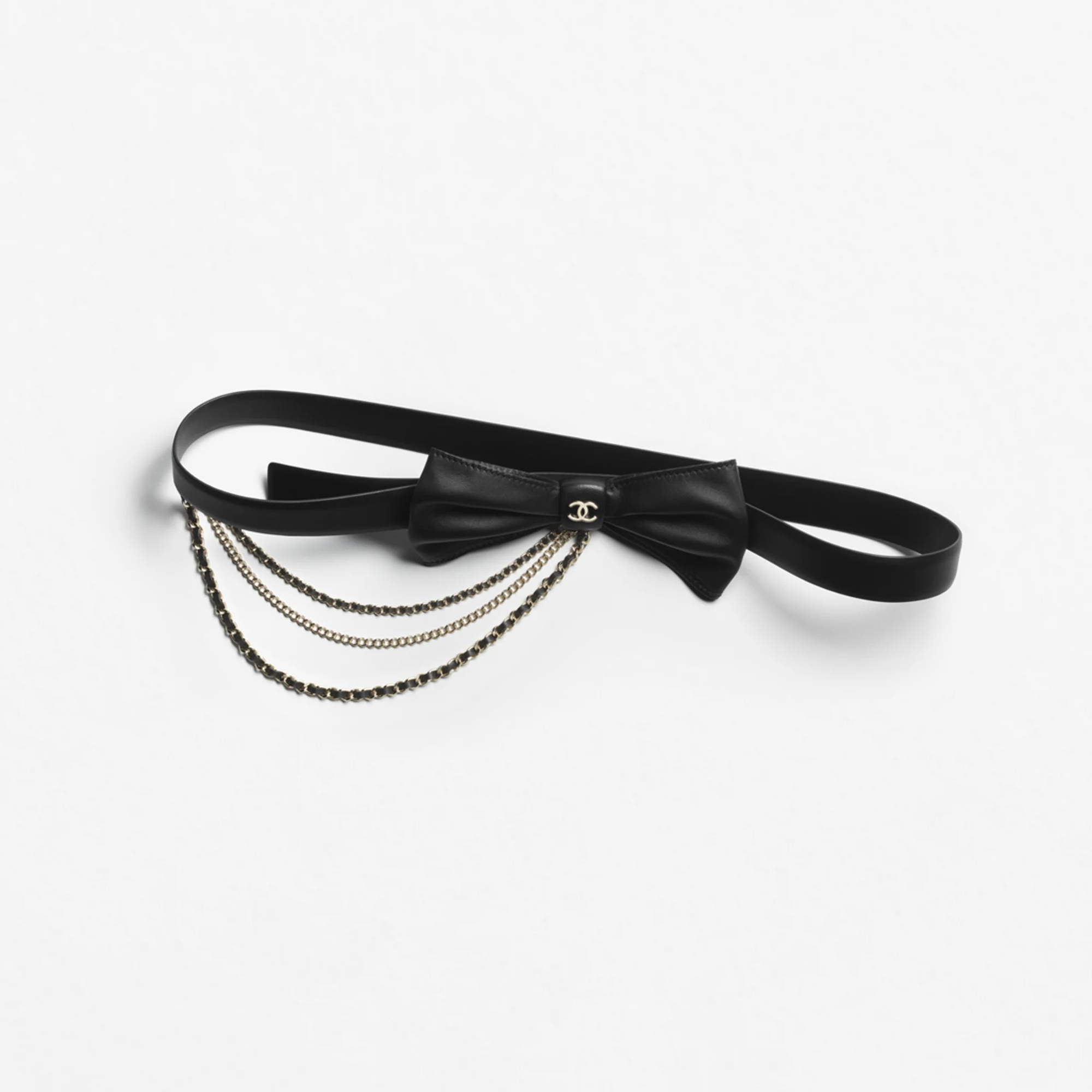 NIGO Chanel Women's Fashion Classic Solid Color Leather Bow Hand Woven Metal Chain Belt  Accessories #nigo78923