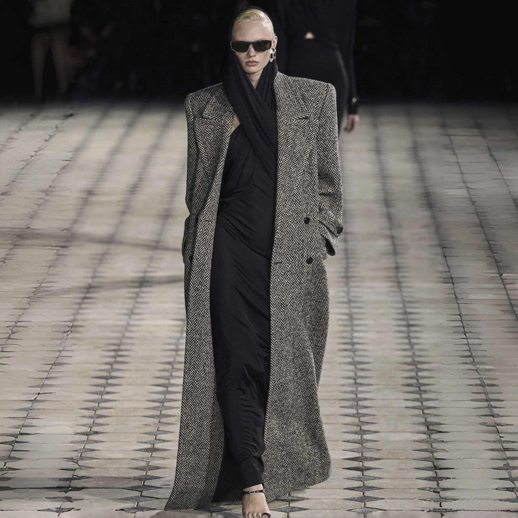 NIGO SAINT LAURENT Women's Fall And Winter Maldon Style Herringbone Pattern Coat Elegant And Exquisite Long Belt Tweed Coat Fashion Trend Temperament Jacket Ngvp #nigo2491