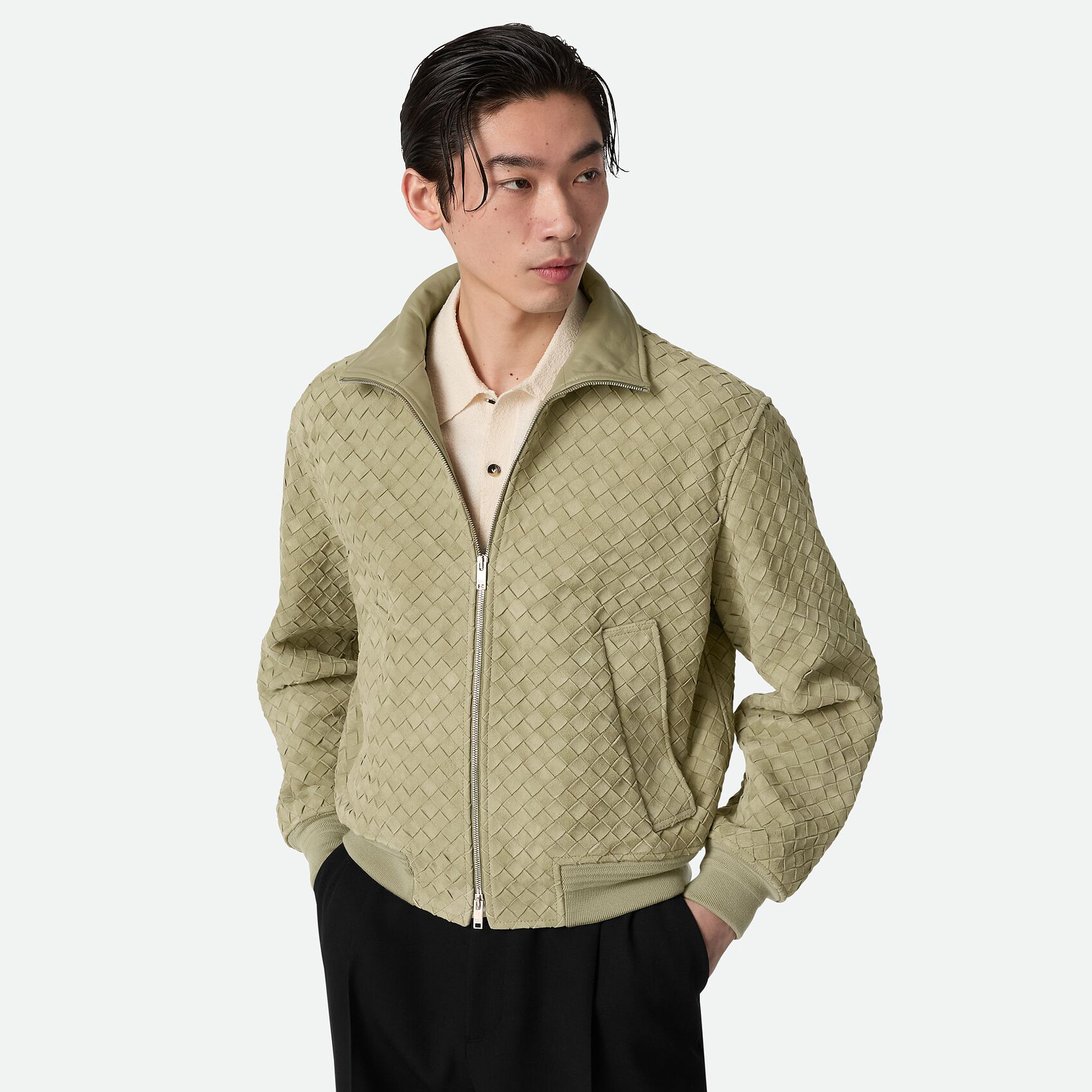 NIGO Bottega Veneta Men's And Women's Fall/Winter Fashion Casual Solid Color Hand Knitted Sheepskin Suede Zipper Jacket #nigo78925
