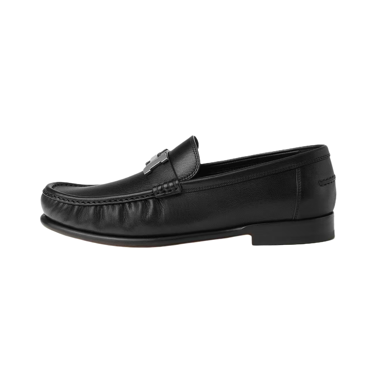 NIGO Hermes Men's Fall/Winter Fashion Classic Solid Color Leather Round Toe Slip On Logo Low Top Flat Leather Shoes #nigo78922