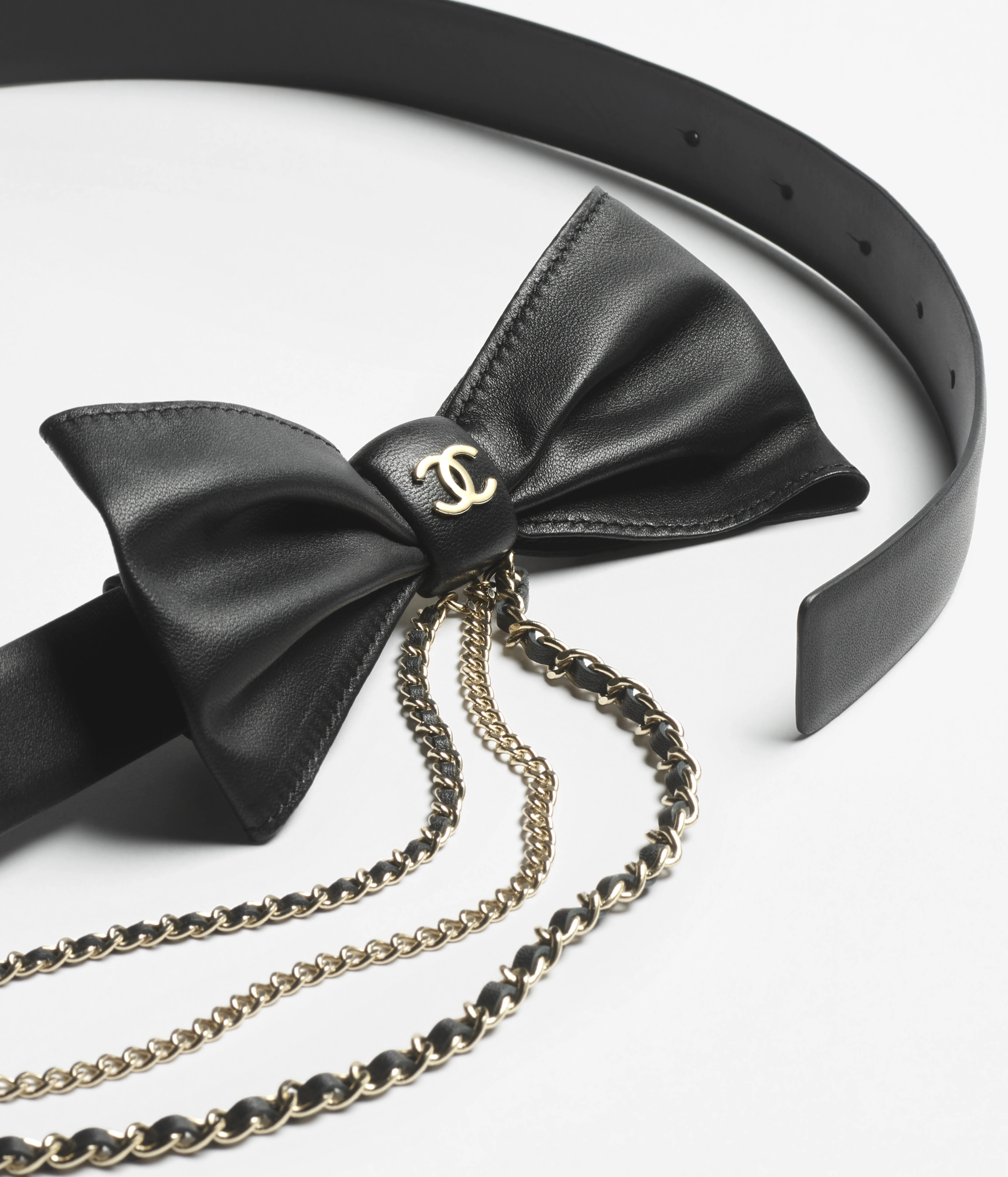 NIGO Chanel Women's Fashion Classic Solid Color Leather Bow Hand Woven Metal Chain Belt  Accessories #nigo78923