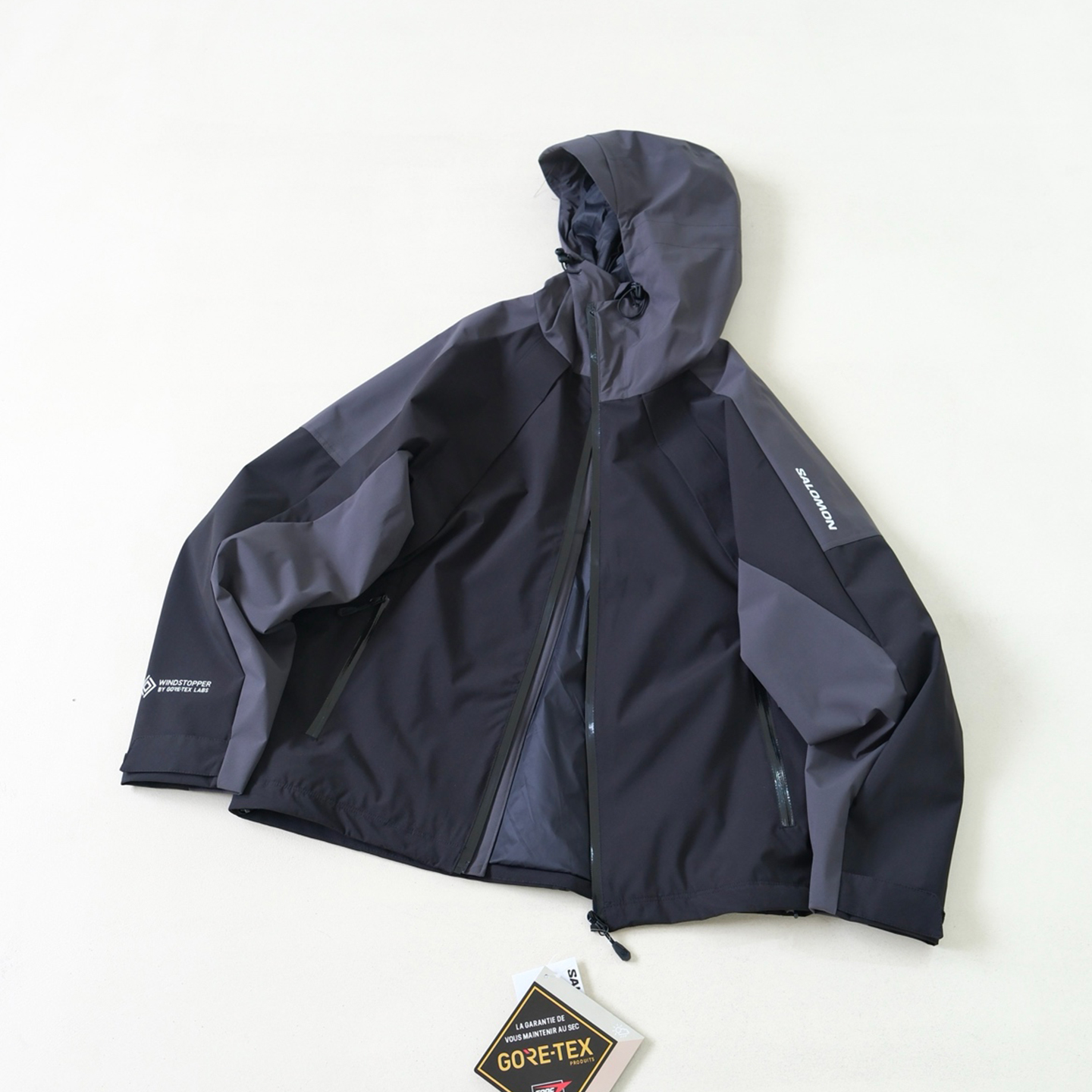 NIGO Salomon Men's Spring/Fall Zipper Solid-Color Patchwork Hooded Long-Sleeve Oversized Windbreaker Casual Jacket #nigo81578