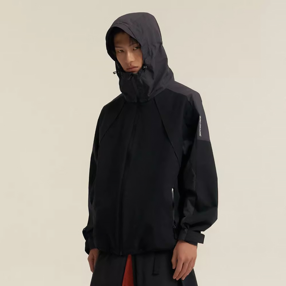 NIGO Salomon Men's Spring/Fall Zipper Solid-Color Patchwork Hooded Long-Sleeve Oversized Windbreaker Casual Jacket #nigo81578
