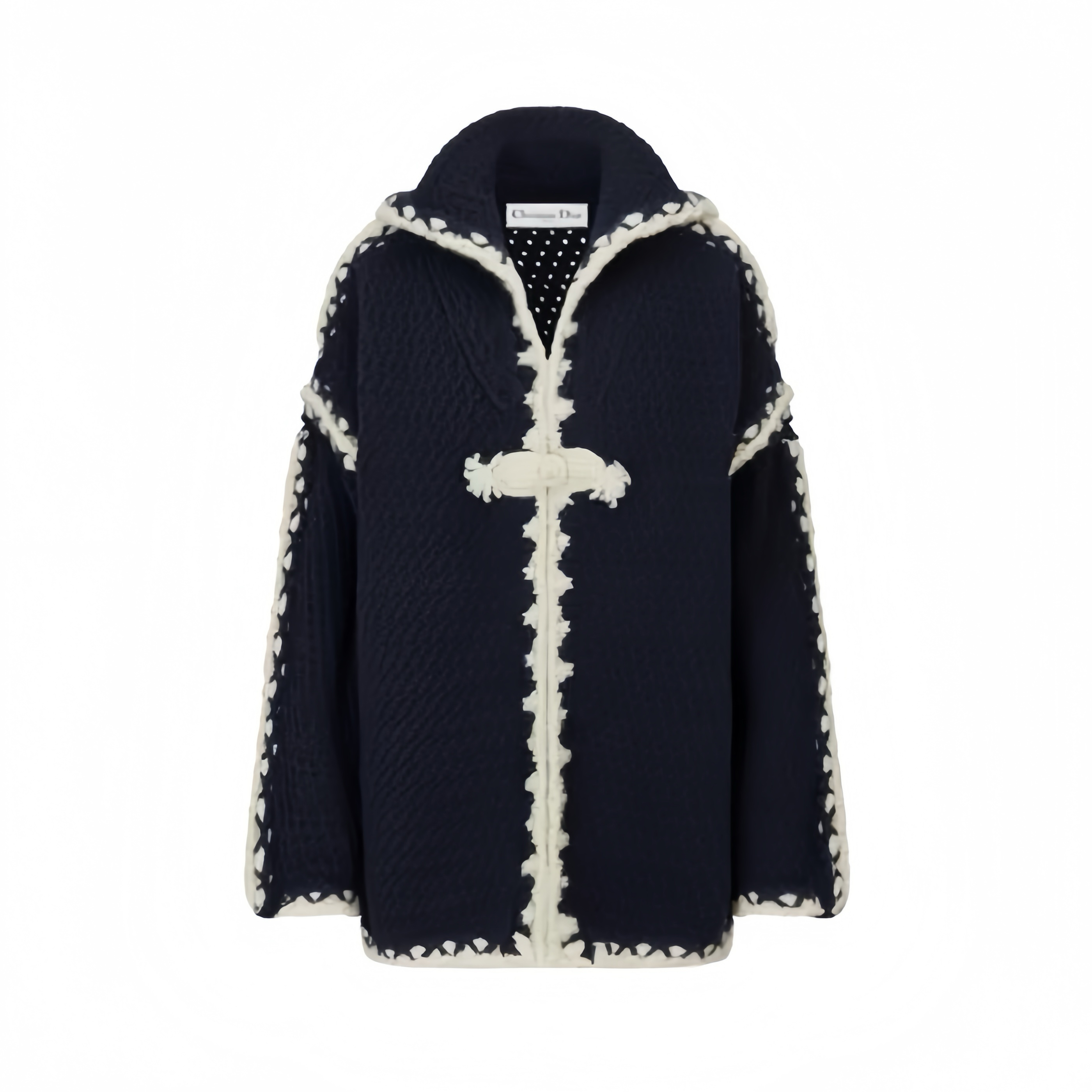NIGO Dior Women's Fall/Winter Chunky-Knit Wool Coat with Vintage Knotted Buttons Navy Collar Knit Solid-Color Oversized Cardigan Sweater Ngvp #nigo2512