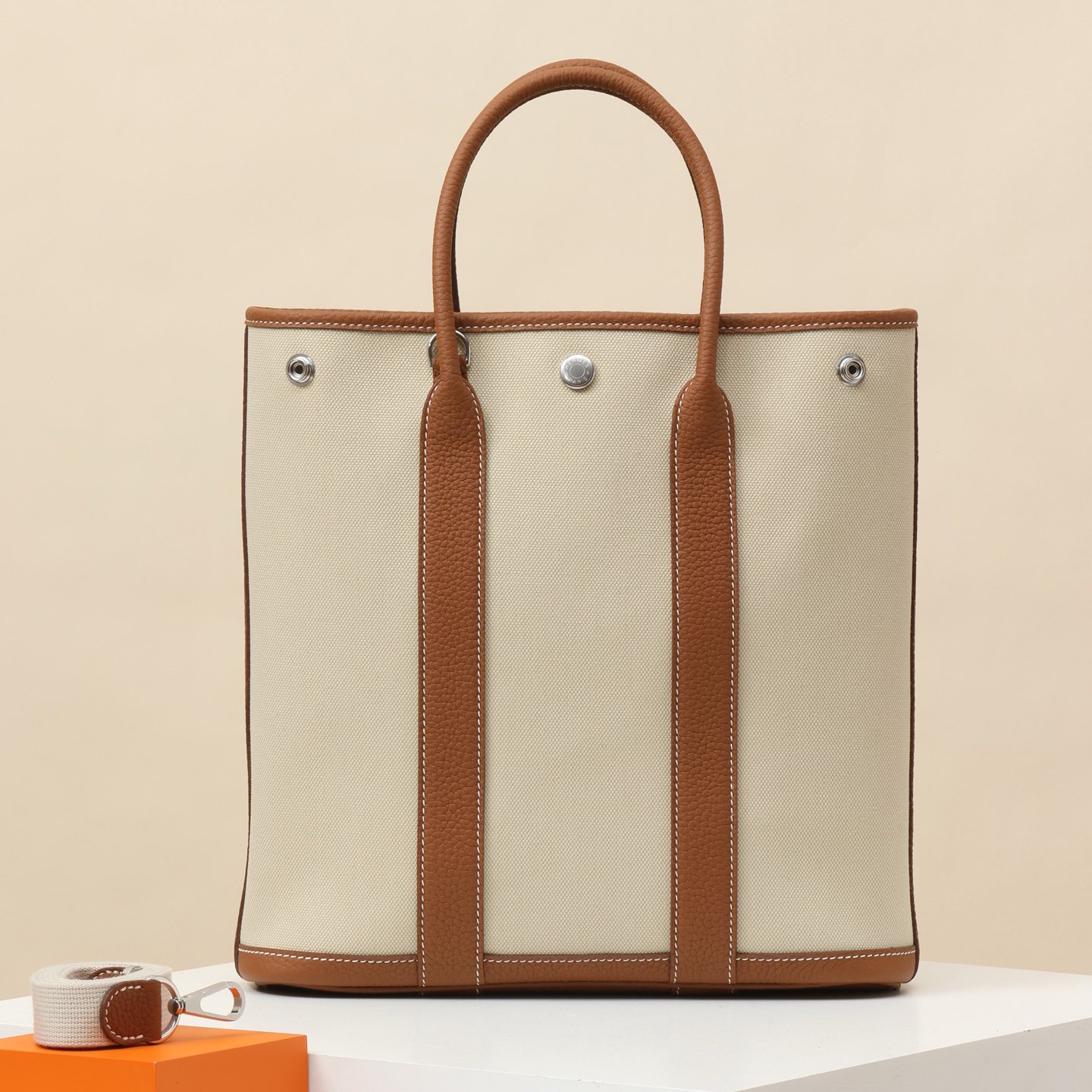 NIGO Hermes Men's And Women's Fashion Classic Color Blocked Silver Buckle Canvas Tote Bag Shoulder Bag Crossbody Bags H080141CKAA #nigo78948