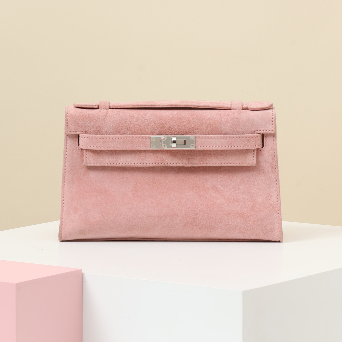 NIGO Hermes Women's Classic Solid Color Suede Kelly Bag With Silver Buckle Handbag Tote Bag Bags #nigo78955