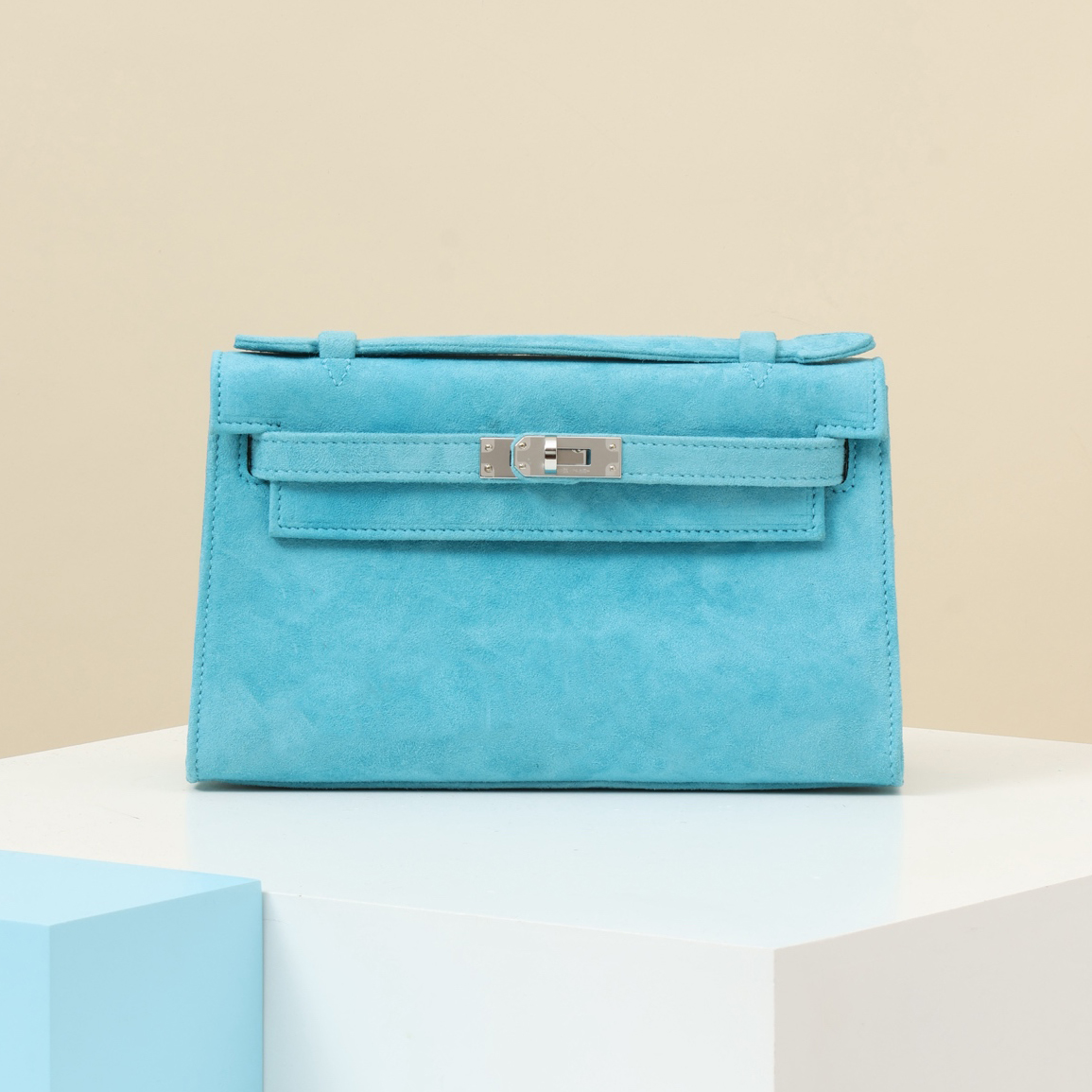 NIGO Hermes Women's Classic Solid Color Suede Kelly Bag With Silver Buckle Handbag Tote Bag Bags #nigo78955