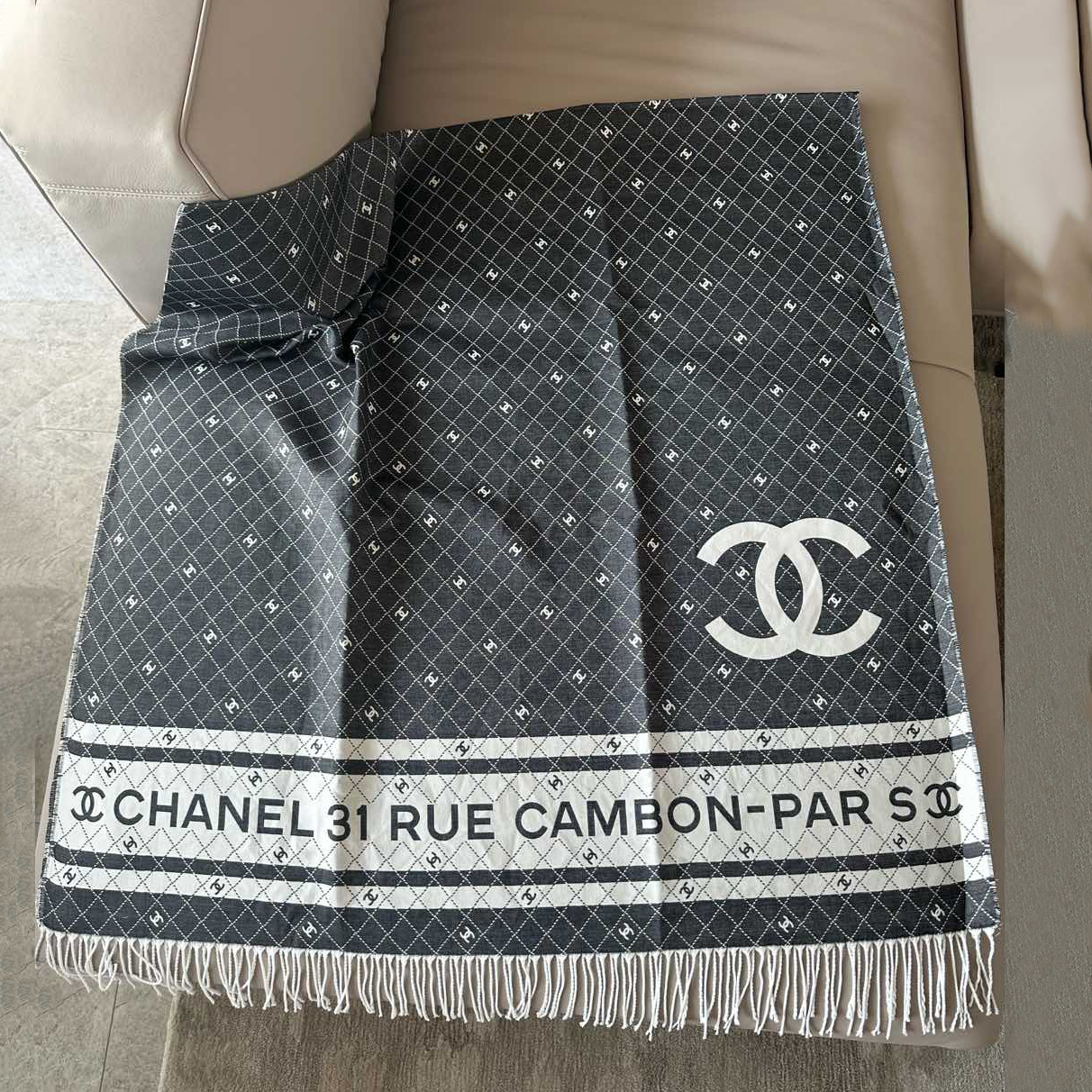 NIGO Chanel Women's Fall/Winter Fashion Double Faced Jacquard Scarf Shawl with Branded Printed Storage Pouch Set Scarf  Accessories #nigo78961