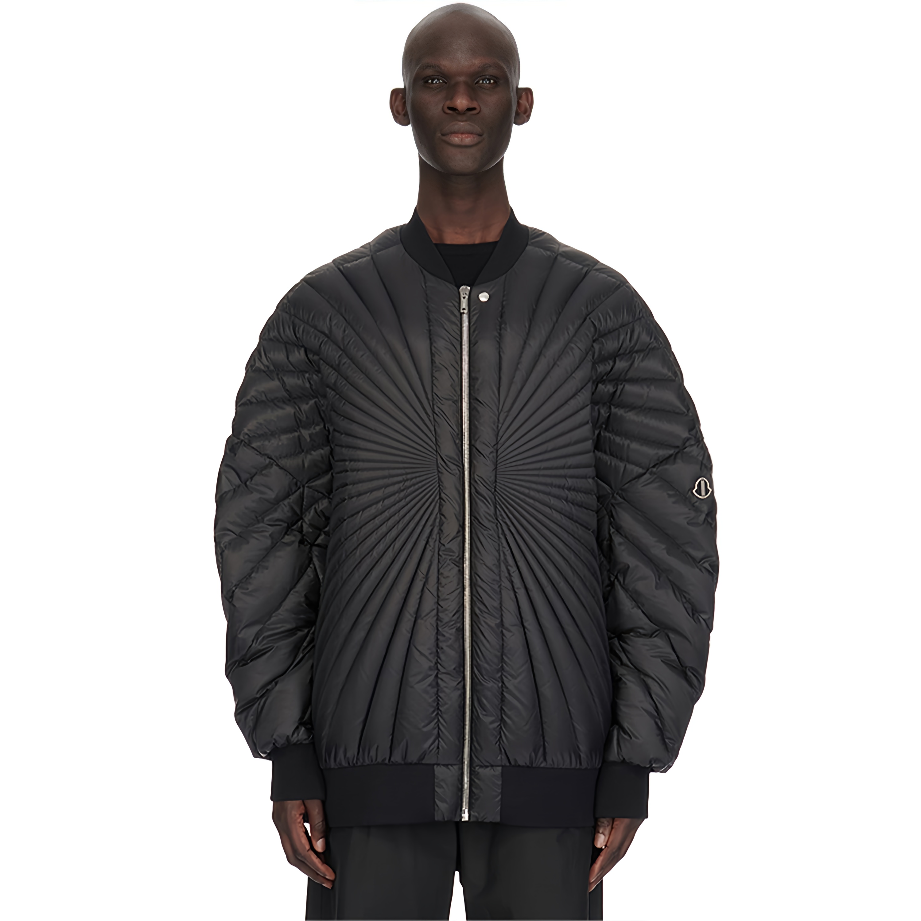 NIGO Rick Owens X Moncler Men's And Women's Black Saison Peter Feather Jacket Fall And Winter Rays Striped Senior Zipper Round Neck Jacket Ngvp #nigo2499
