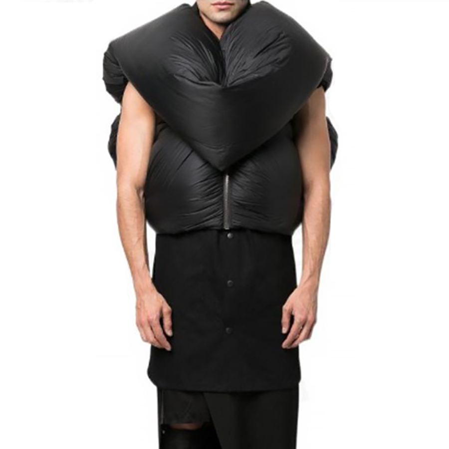 NIGO Rick Owens Men's Vintage Solid-Color Down Vest With Structured Silhouette Warm Oversized Collar Puffer Down Jacket Ngvp #nigo2519