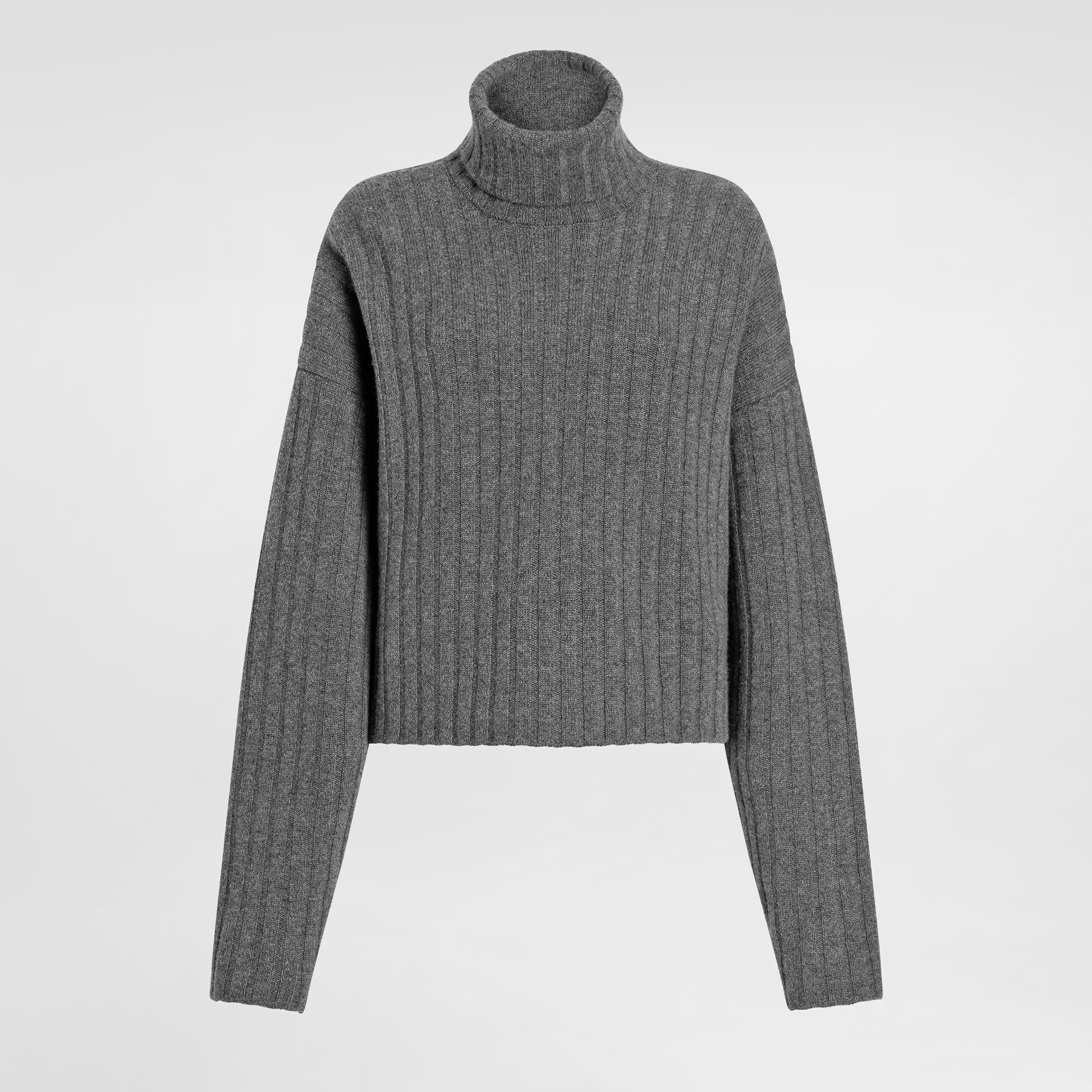 NIGO Dolce&Gabbana Women's Autumn And Winter Gray High Neck Pullover Vertical Stripe Long Sleeve Short Warm Knitted Pullover Sweater Ngvp #nigo2613