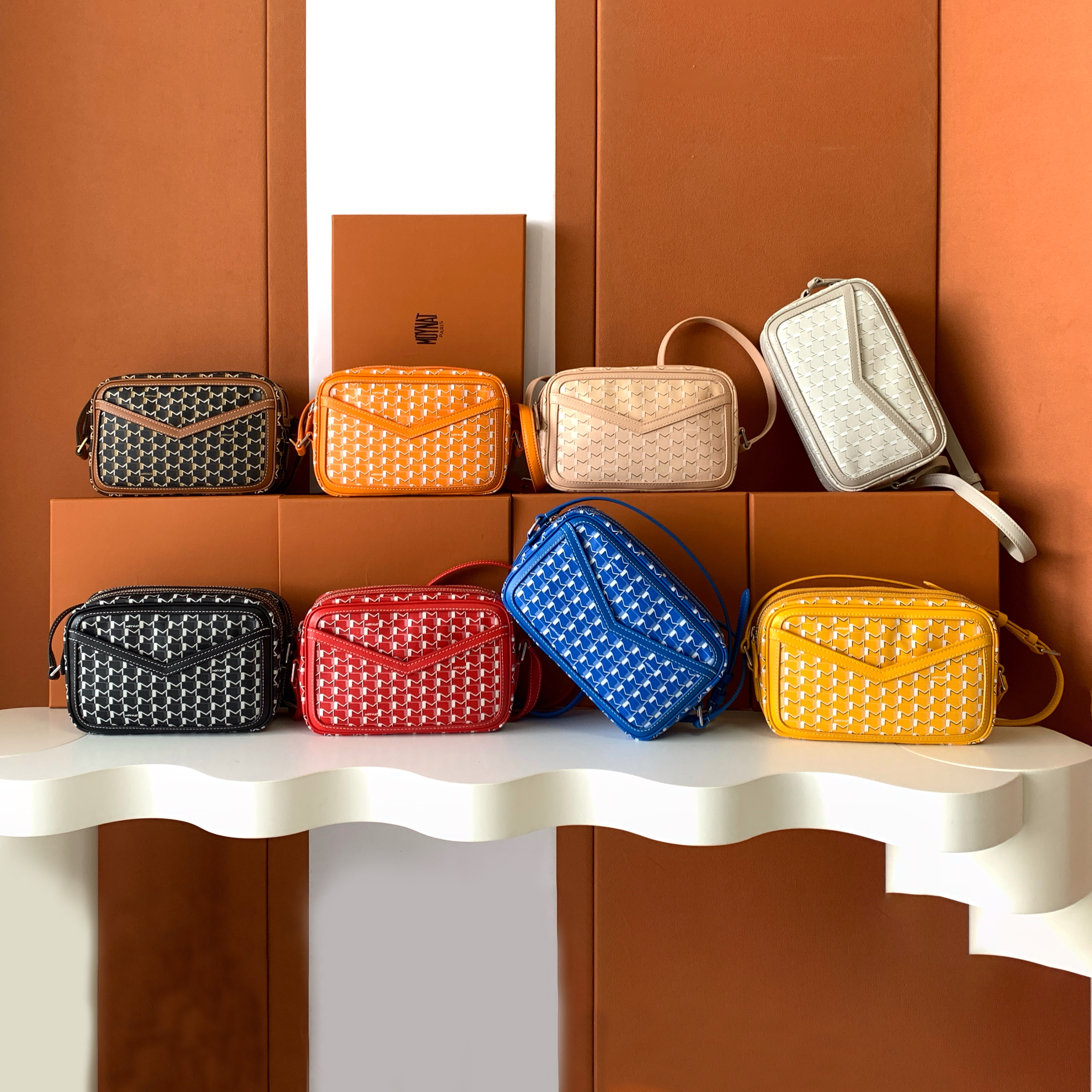 NIGO Moynat Women's Fashion Casual Color Blocked M-Shaped Cut Out Patch Pockets Zipper Closure Adjustable Straps Camera Bag Crossbody Bag Shoulder Bag Bags #nigo78976