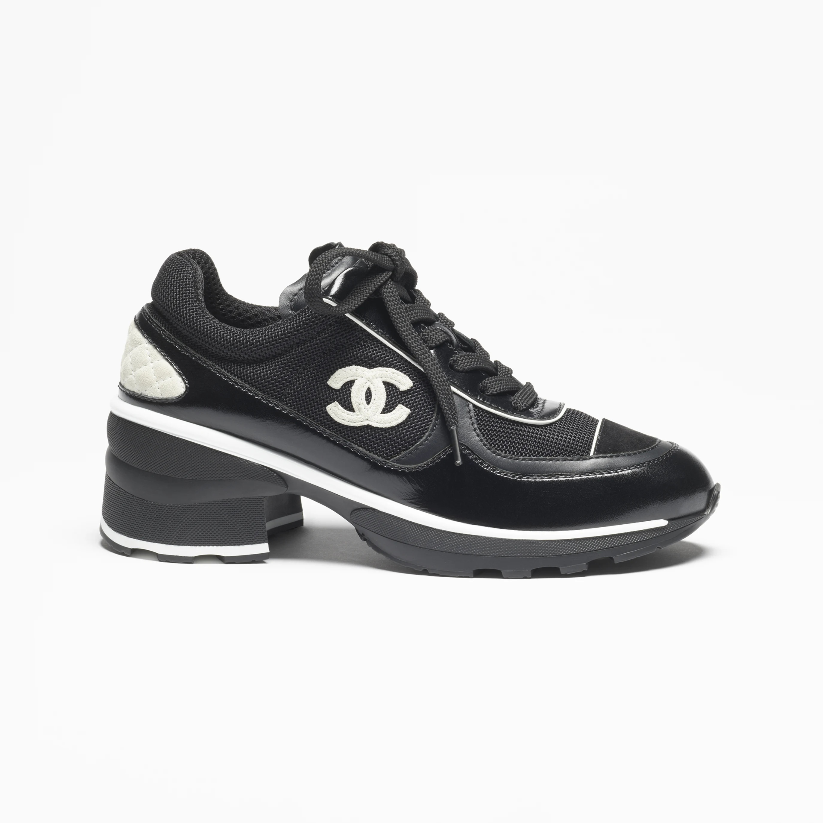 NIGO Chanel Women's Spring/Fall Fashion Classic Color Block Round Toe Lace Up Slip On Low Top Chunky Heel Sneakers Casual Shoes #nigo78988